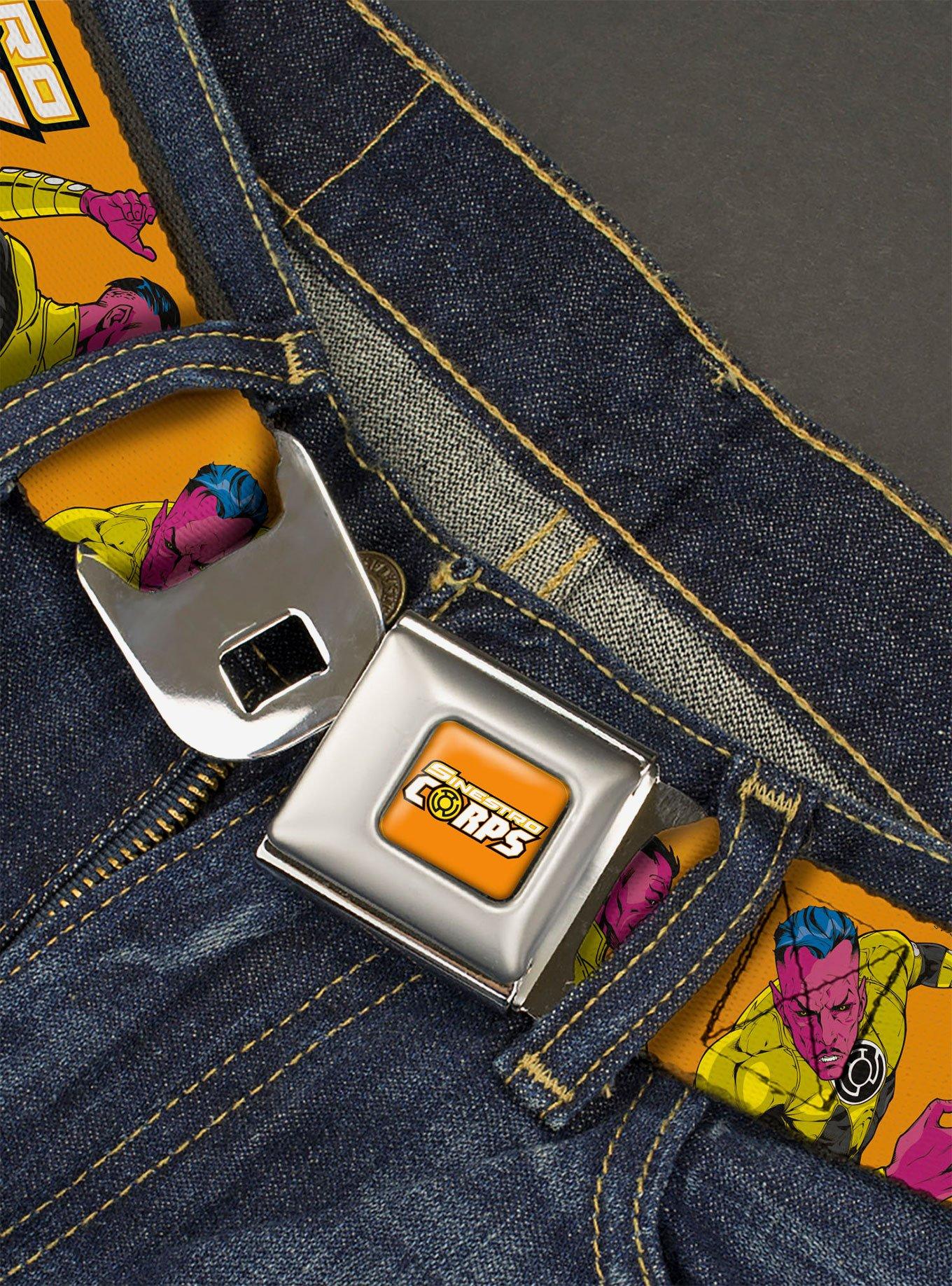 DC Comics Green Lantern Villain Sinestro Poses and Title Logo Youth Seatbelt Buckle Belt, , hi-res
