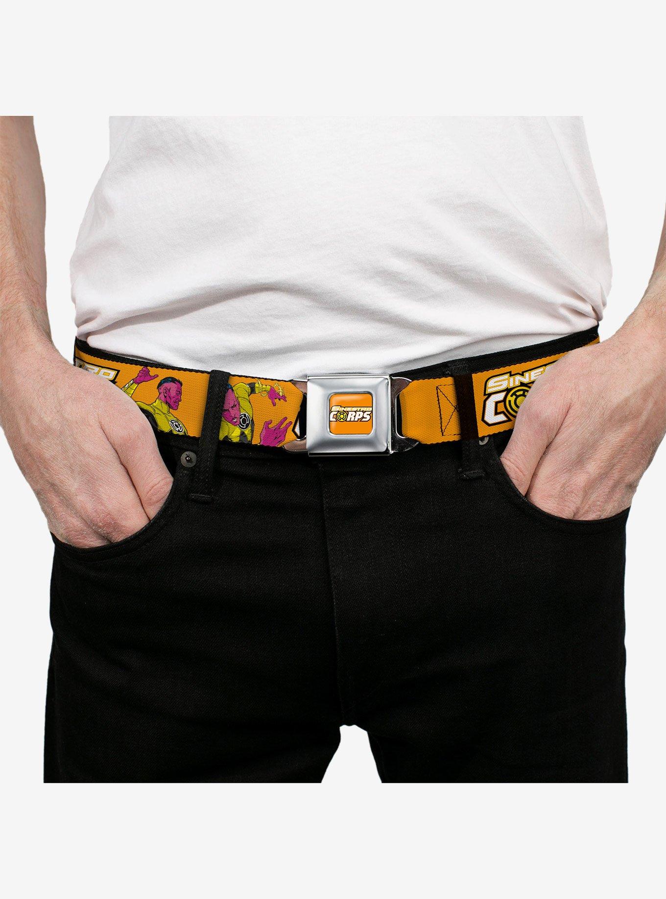 DC Comics Green Lantern Villain Sinestro Poses and Title Logo Youth Seatbelt Buckle Belt, , alternate - view 3