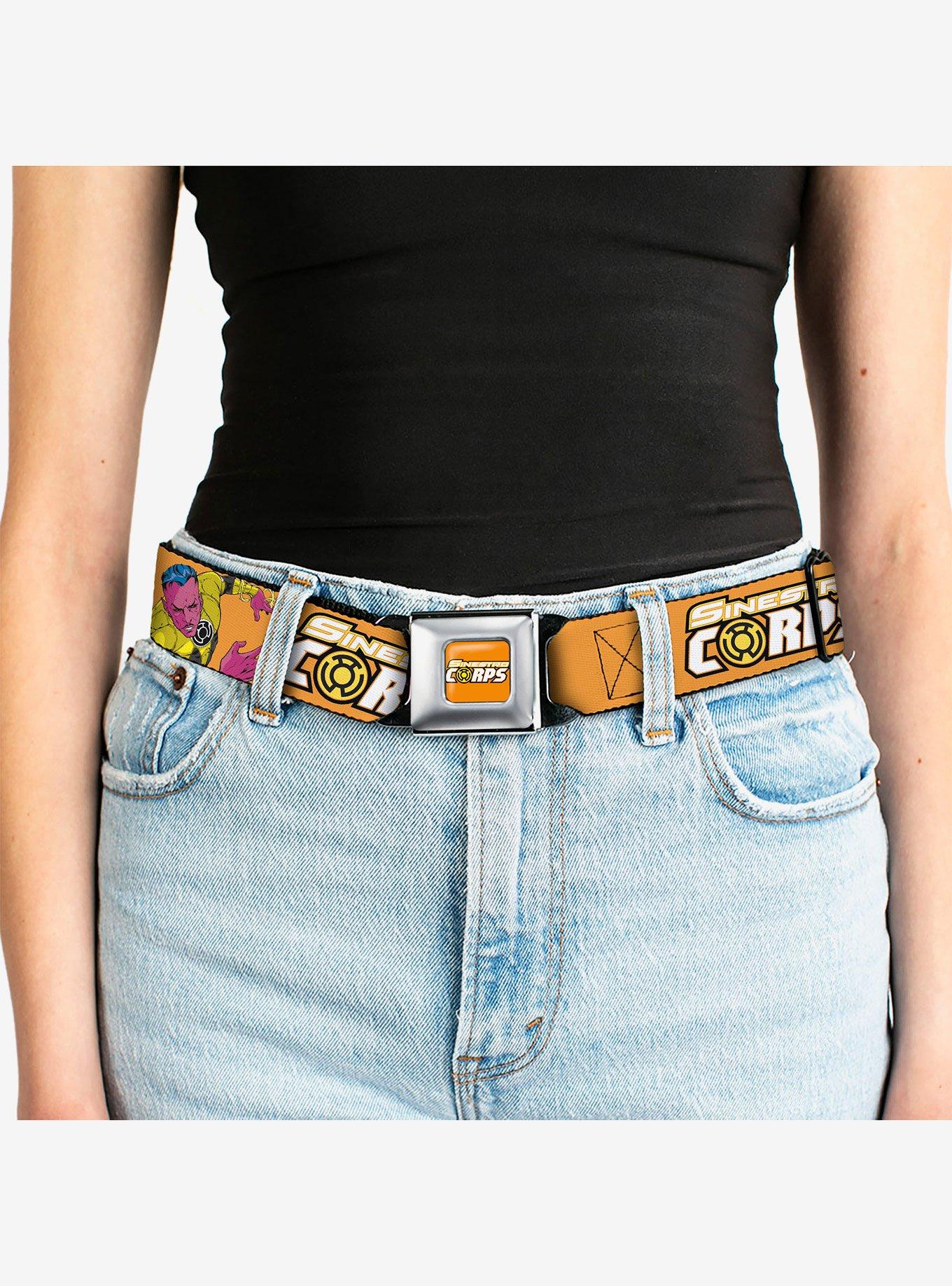DC Comics Green Lantern Villain Sinestro Poses and Title Logo Youth Seatbelt Buckle Belt, , alternate - view 5