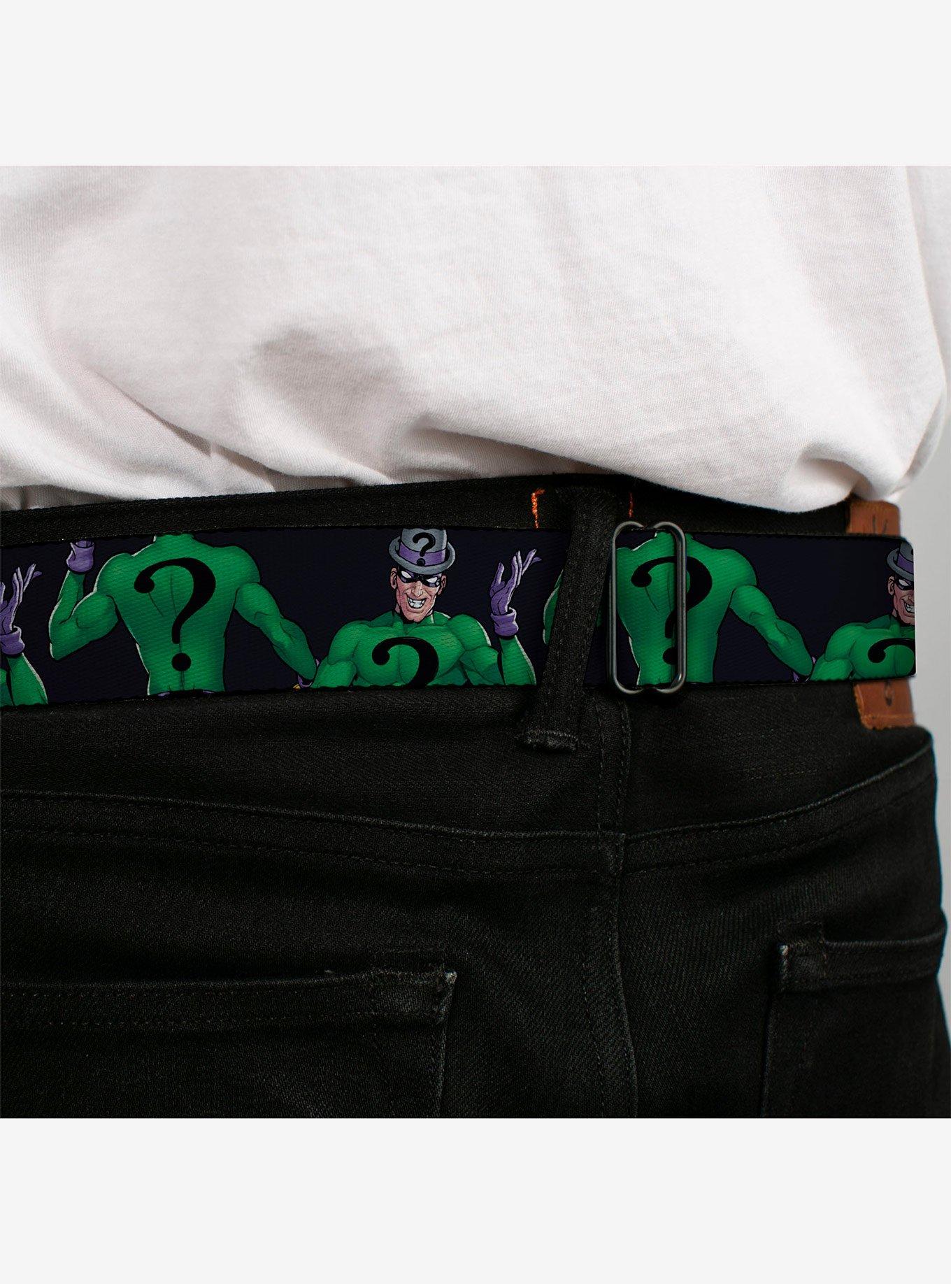 DC Comics Batman Villain The Riddler Pose Turns Black Youth Seatbelt Buckle Belt, , alternate - view 4