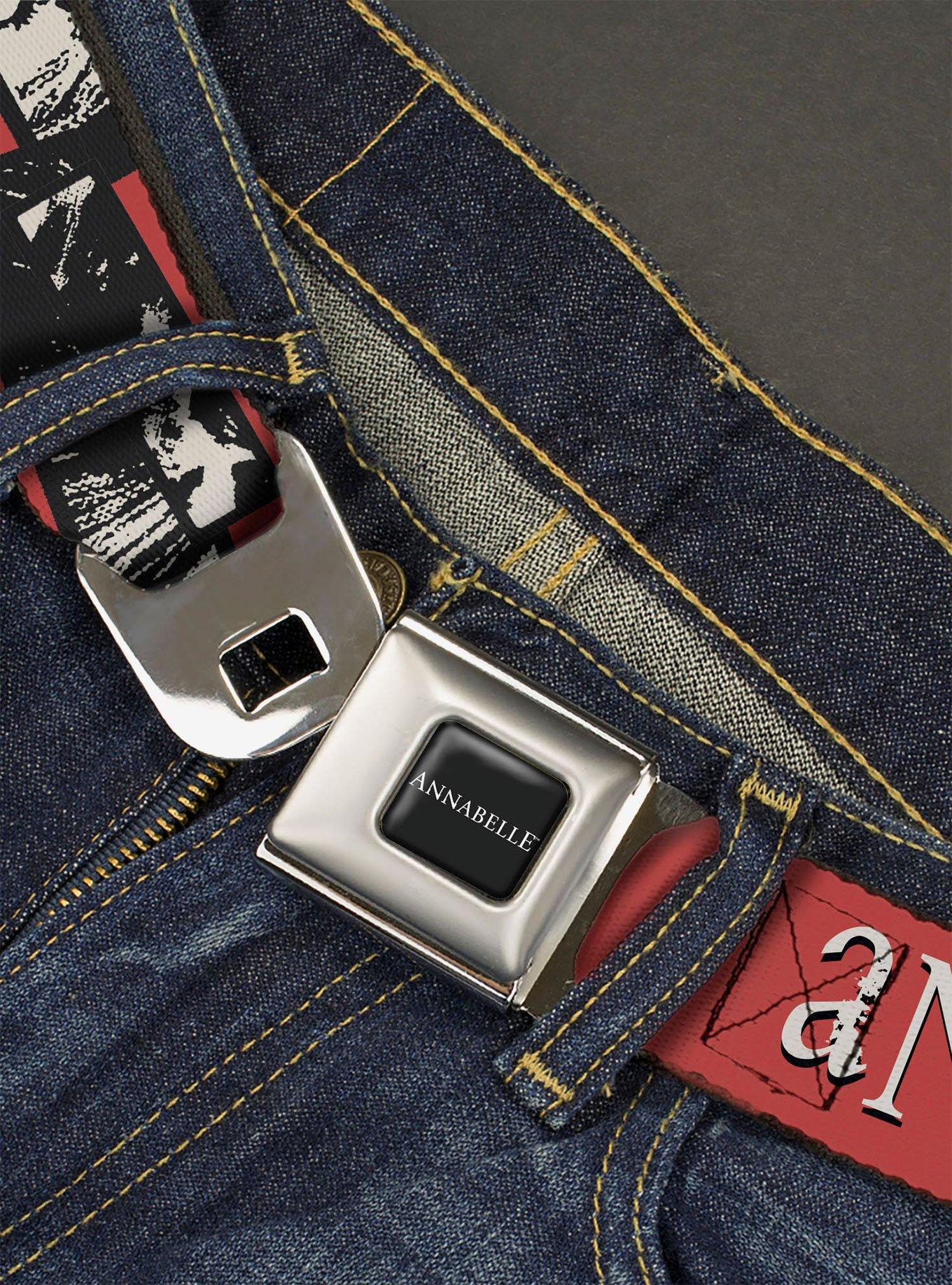 Annabelle Miss Me Eyes and Text Youth Seatbelt Buckle Belt, , hi-res