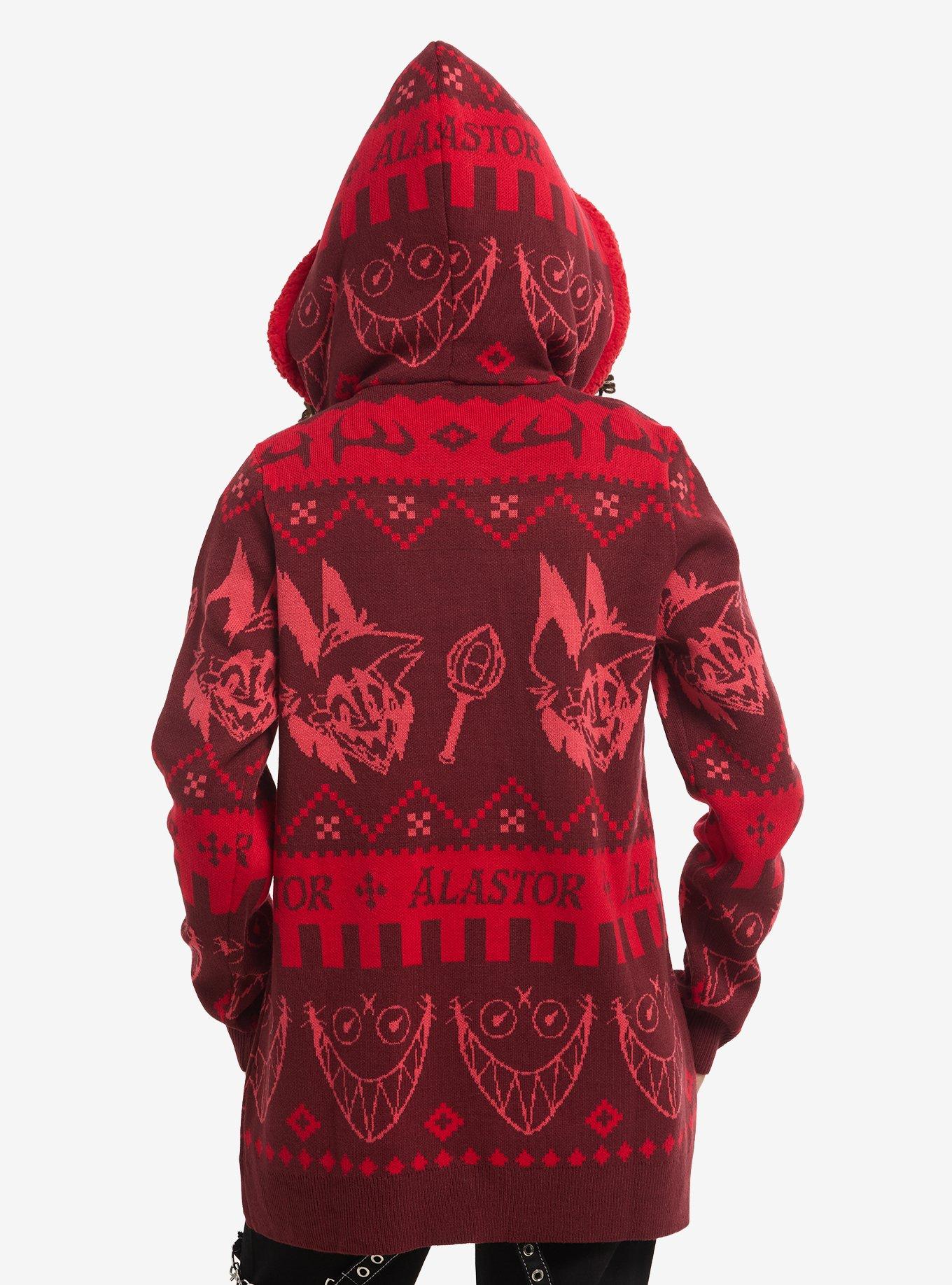 Hazbin Hotel Alastor Fair Isle Sherpa Girls Cardigan, MULTI, alternate - view 2