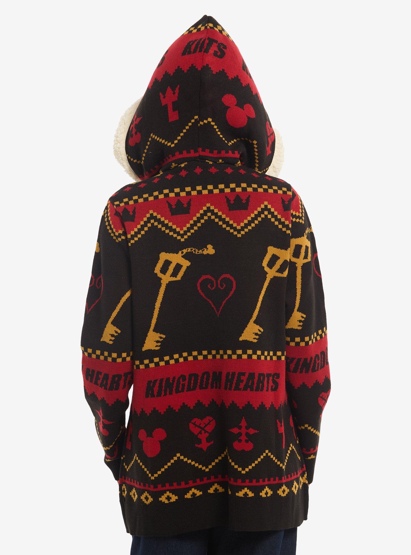 Disney Kingdom Hearts Fair Isle Girls Sherpa Hooded Cardigan, MULTI, alternate - view 2