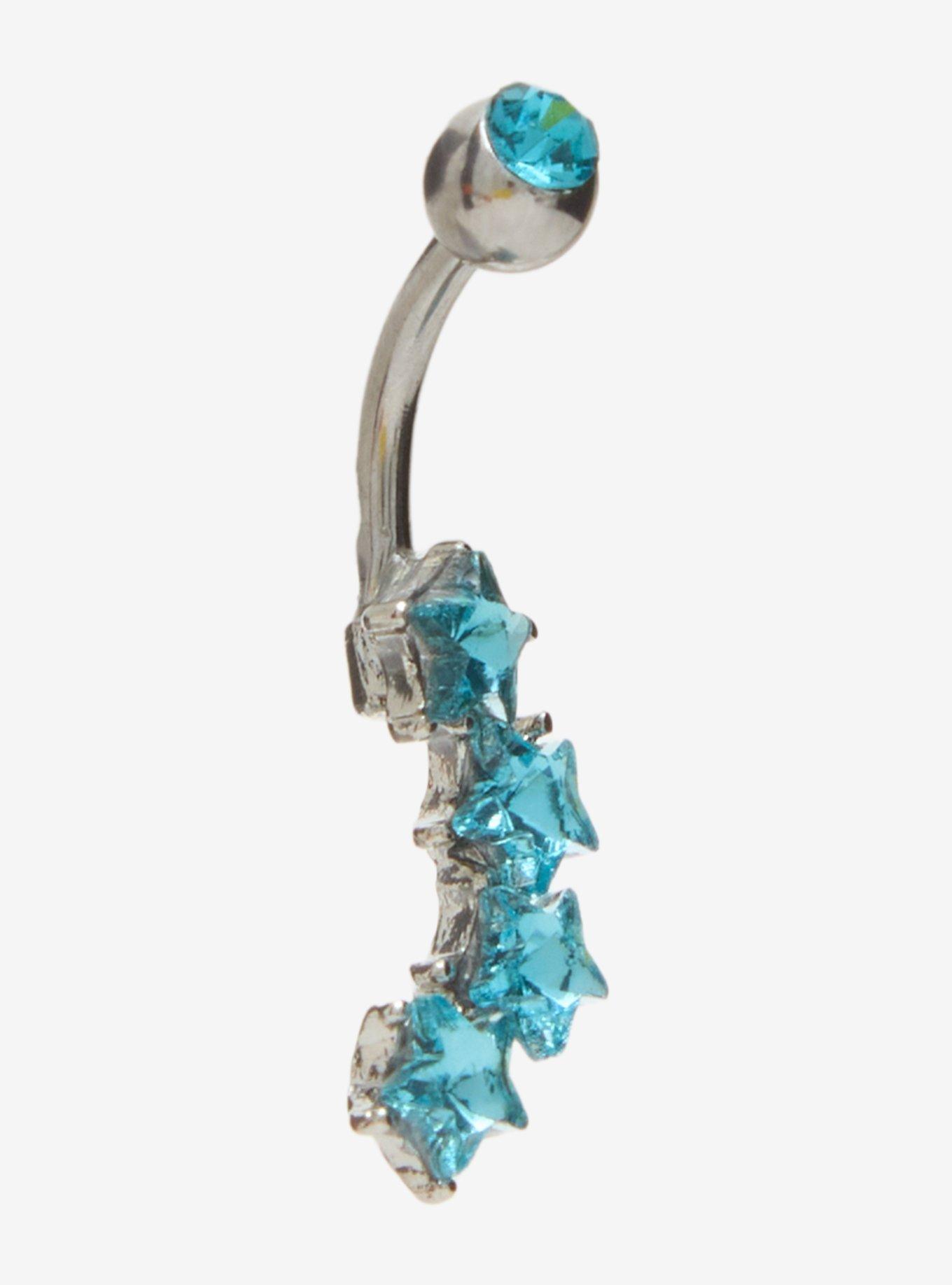 14G Steel Blue Star Navel Barbell, , alternate - view 3
