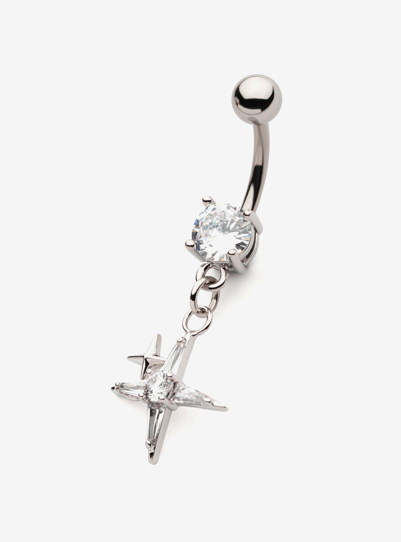 Steel Bling Aurora Star Navel Barbell, , hi-res