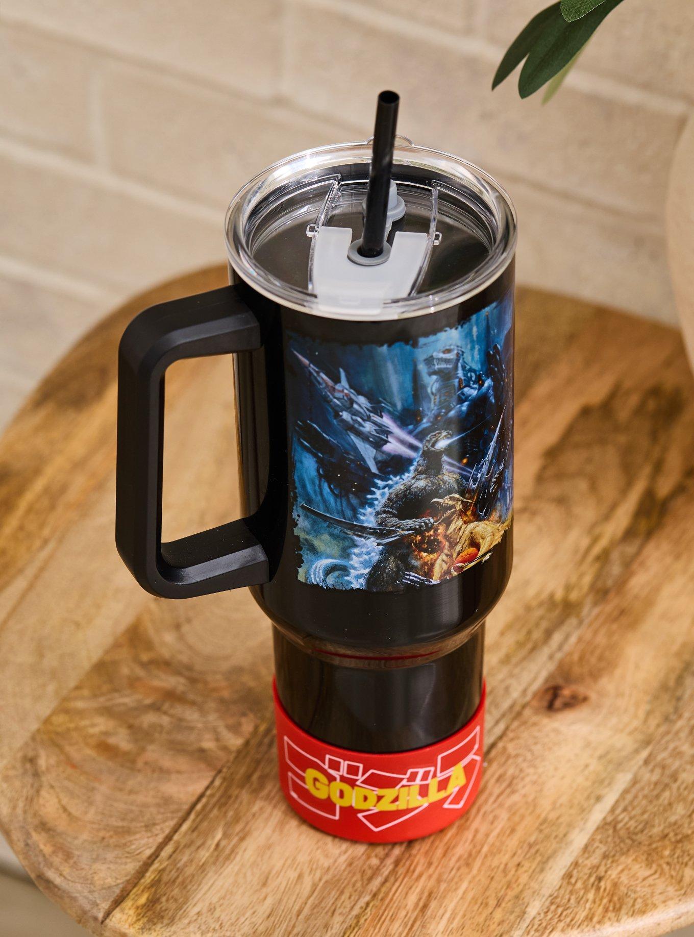 Godzilla vs. King Ghidorah Poster Straw Tumbler with Handle - BoxLunch Exclusive, , alternate - view 3