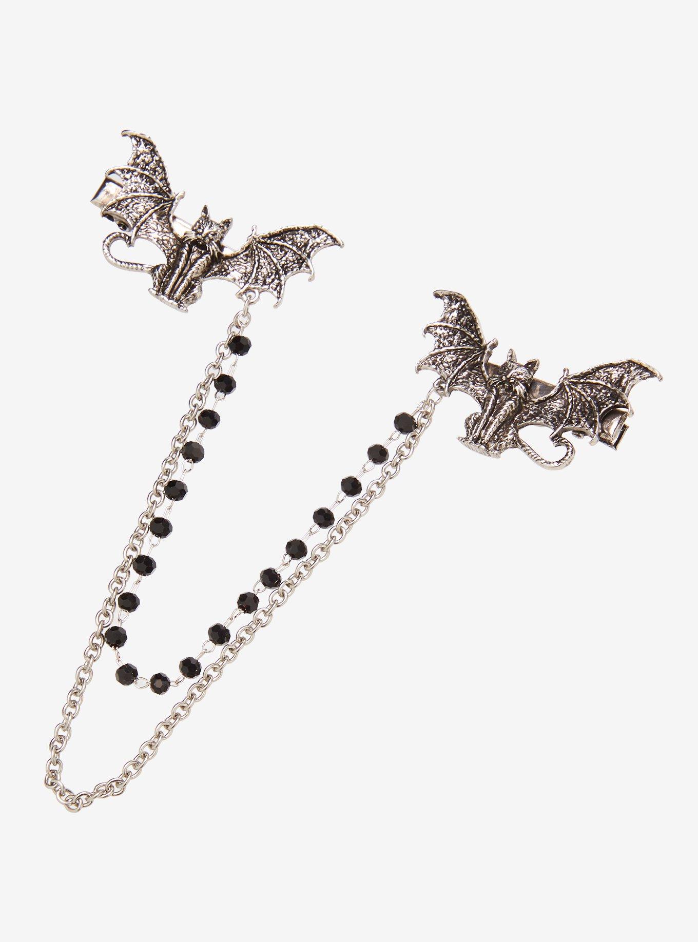 Bat Cat Chain Drop Hair Clip Set, , alternate - view 3
