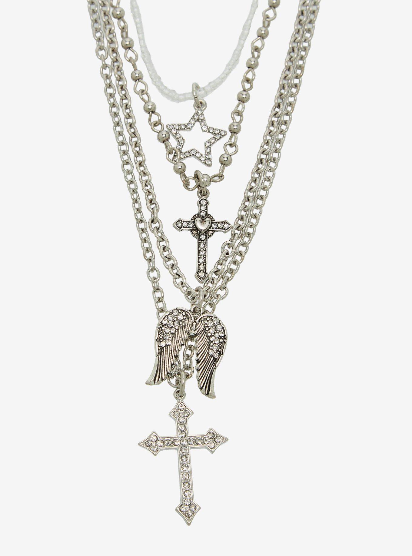 Social Collision Cross Wings Star Necklace Set, , alternate - view 3