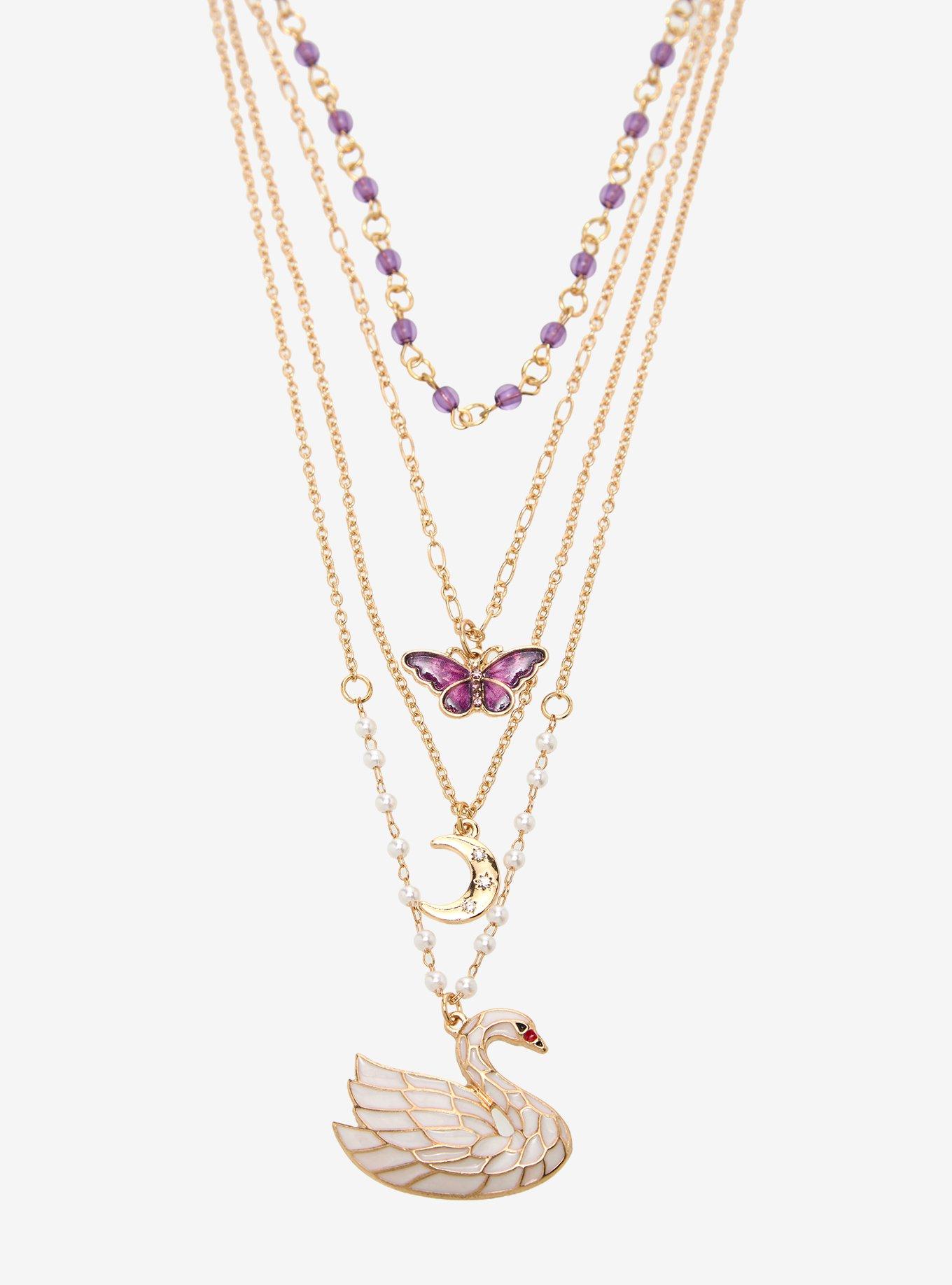 Thorn & Fable Moth Swan Necklace Set, , alternate - view 3