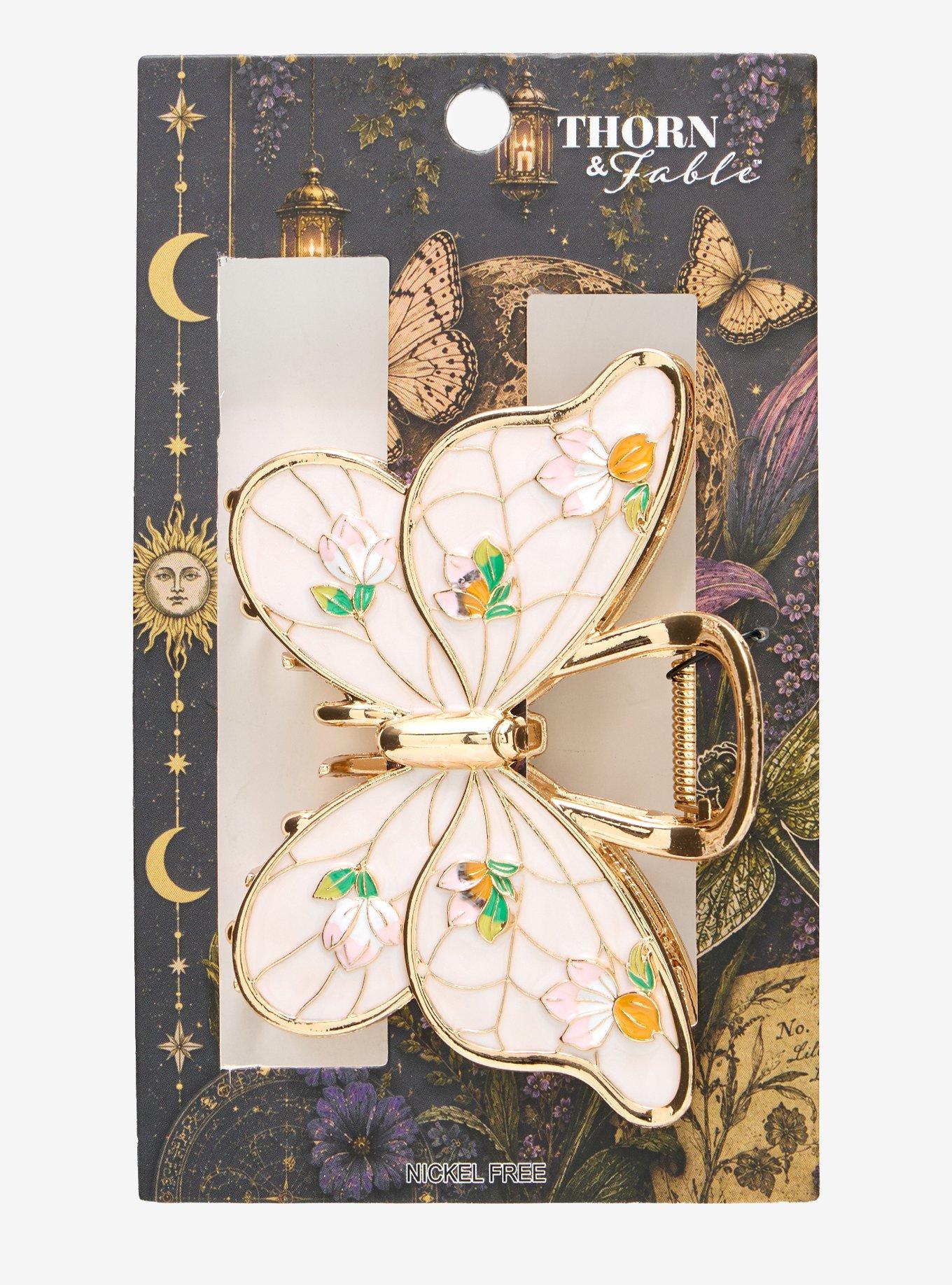 Thorn & Fable Stained Glass Butterfly Claw Hair Clip, , alternate - view 3