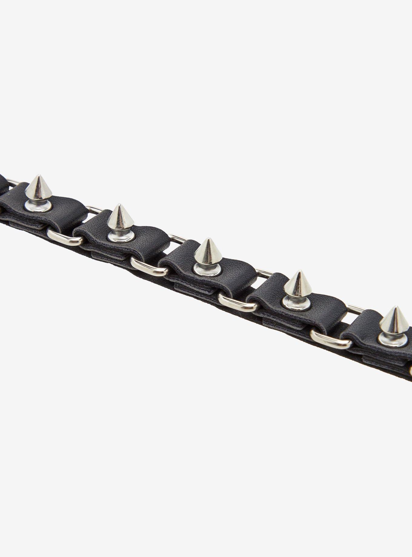 Faux Leather Chain Spike Choker, , alternate - view 3