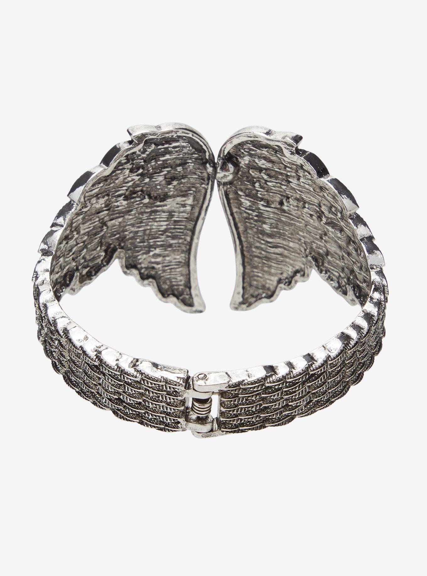 Social Collision Angel Wing Rhinestone Cuff Bracelet, , alternate - view 3