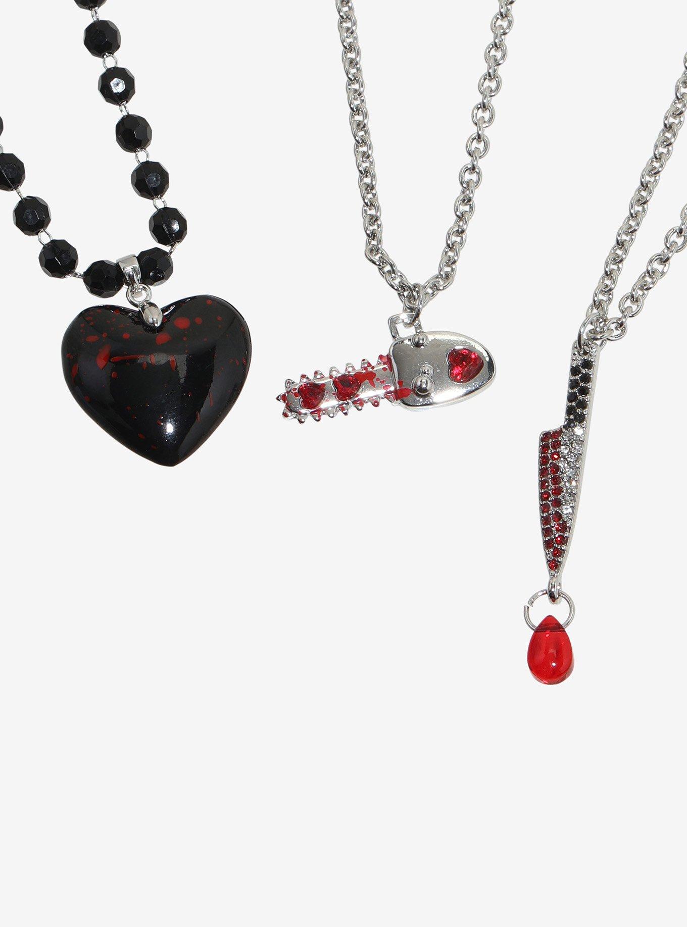 Blood Splatter Weapons Heart Necklace Set, , alternate - view 3