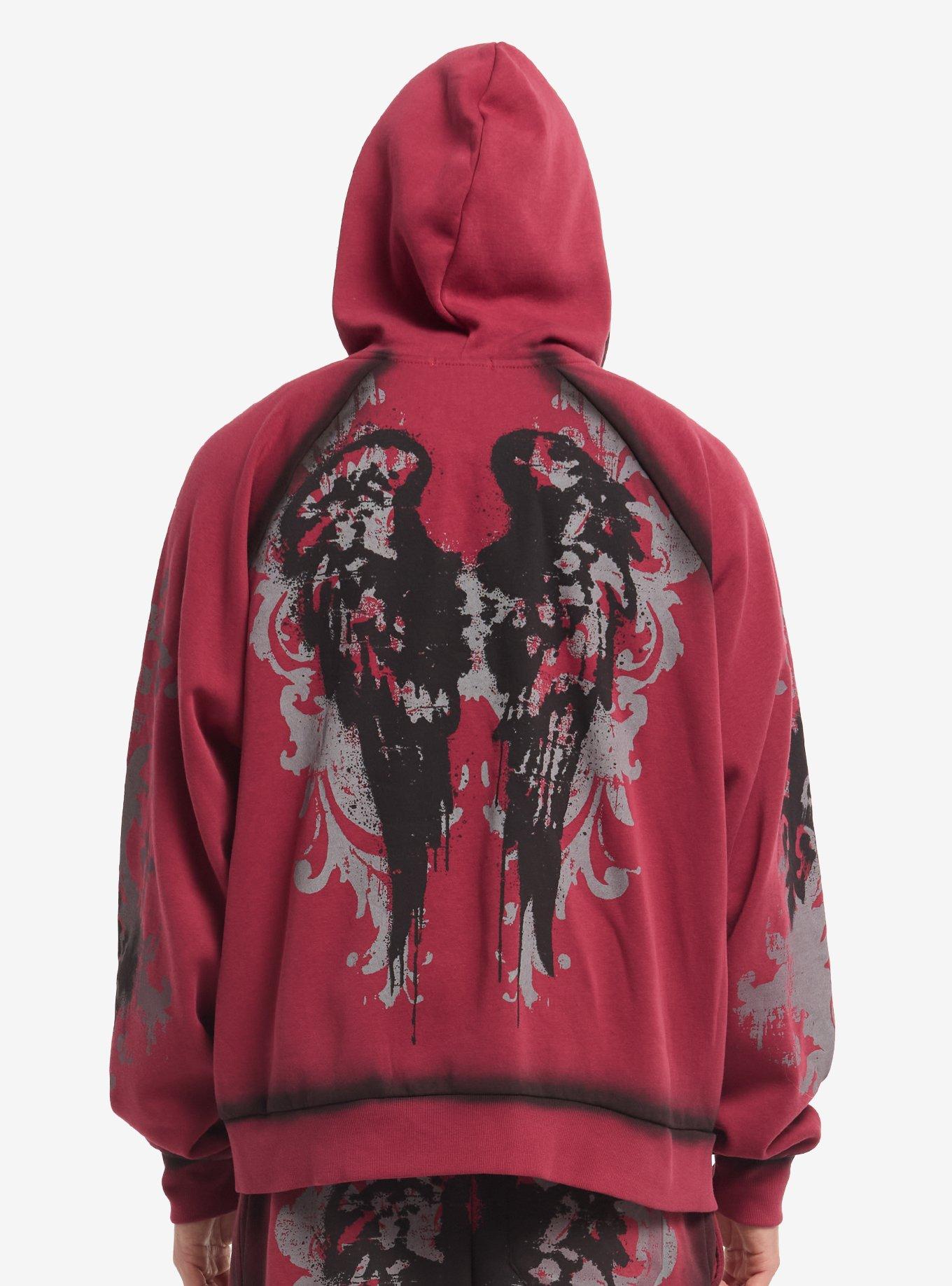 Cross Wings Spray Paint Hoodie, BLACK, alternate - view 2