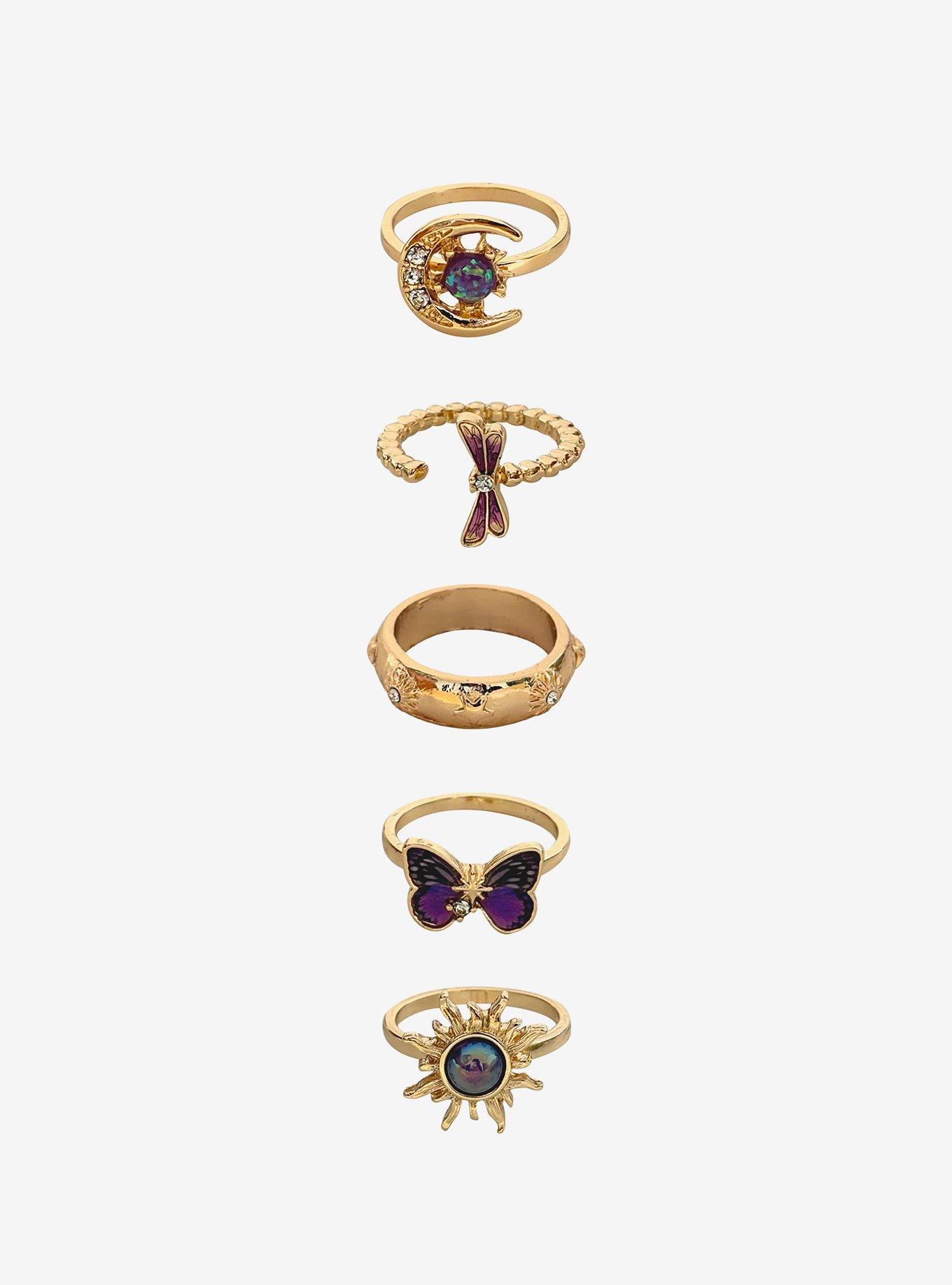 Thorn & Fable Celestial Moth Ring Set, , hi-res
