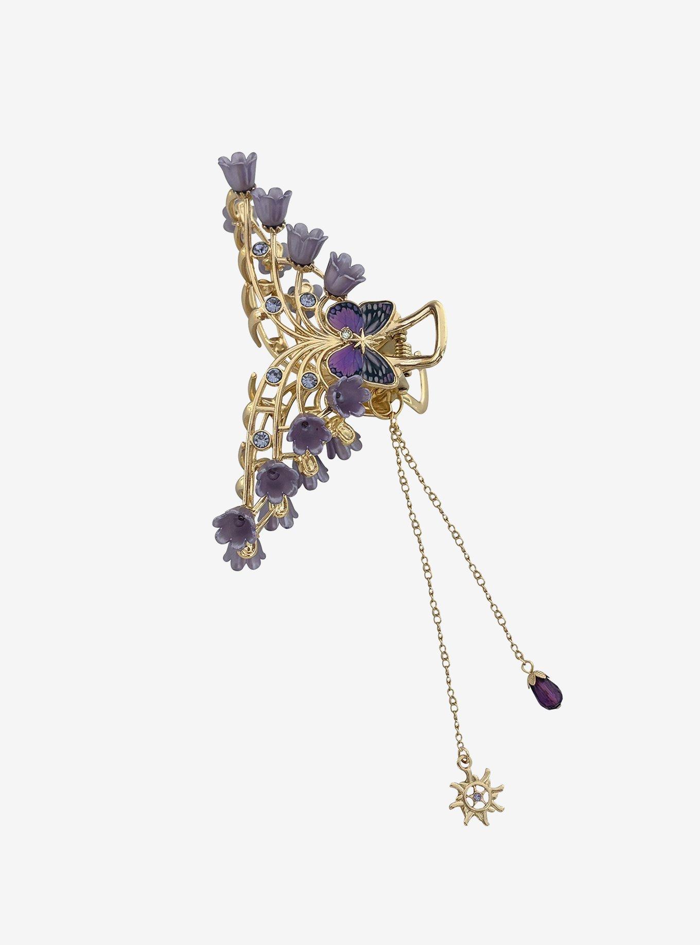 Thorn & Fable Purple Moth Claw Hair Clip, , hi-res