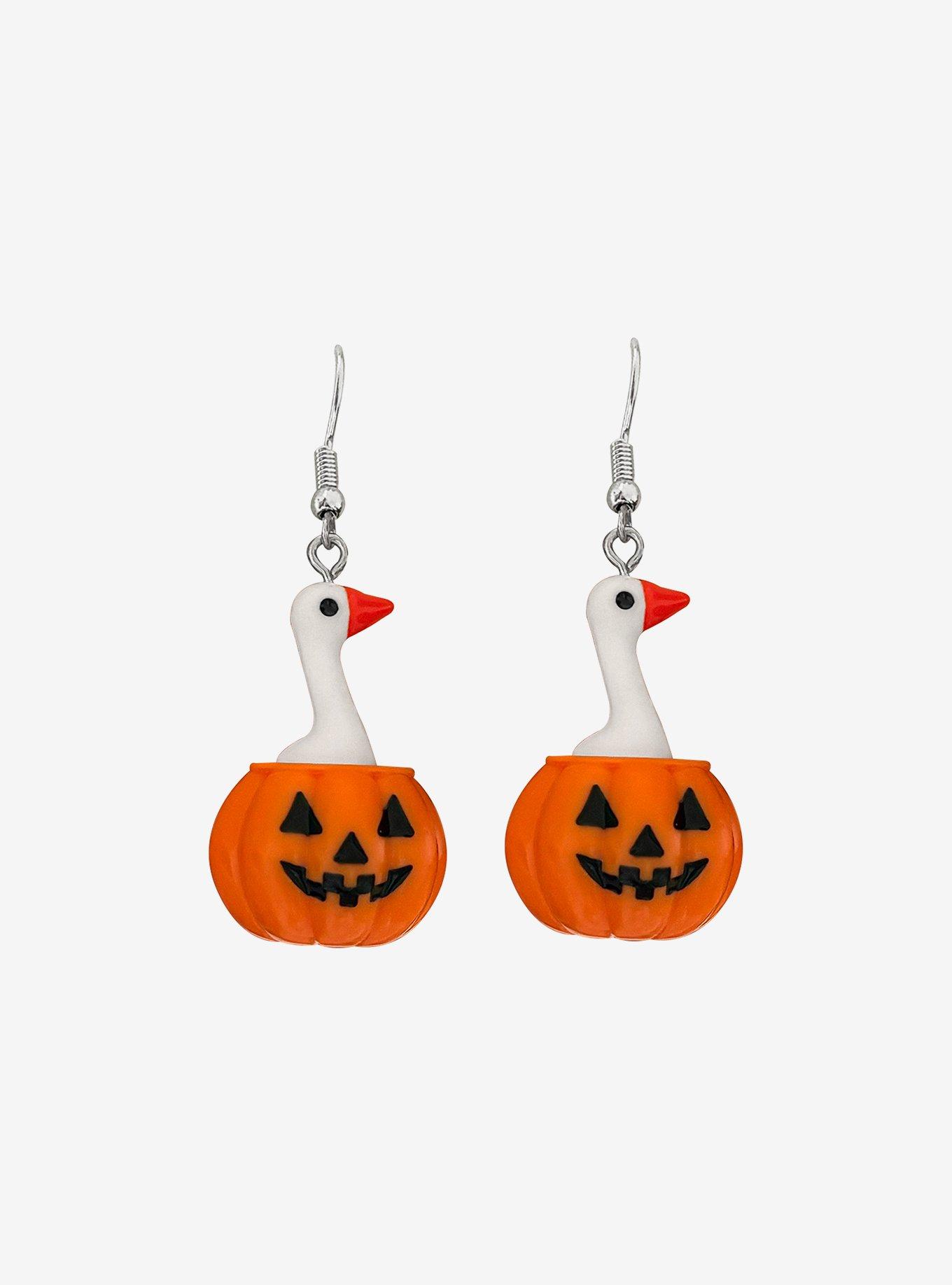 Thorn & Fable Pumpkin Goose Drop Earrings, , hi-res