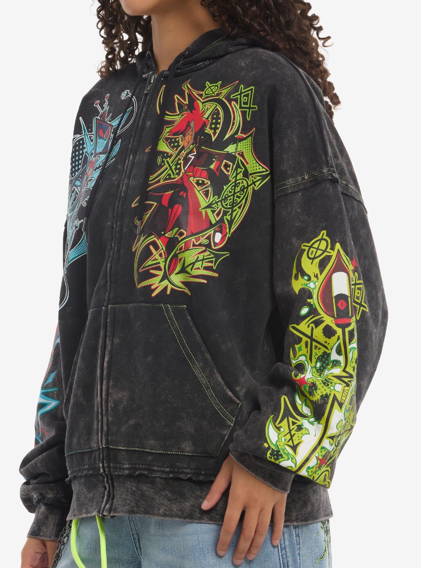 Hazbin Hotel Alastor & Vox Split Girls Hoodie, MULTI, alternate - view 4
