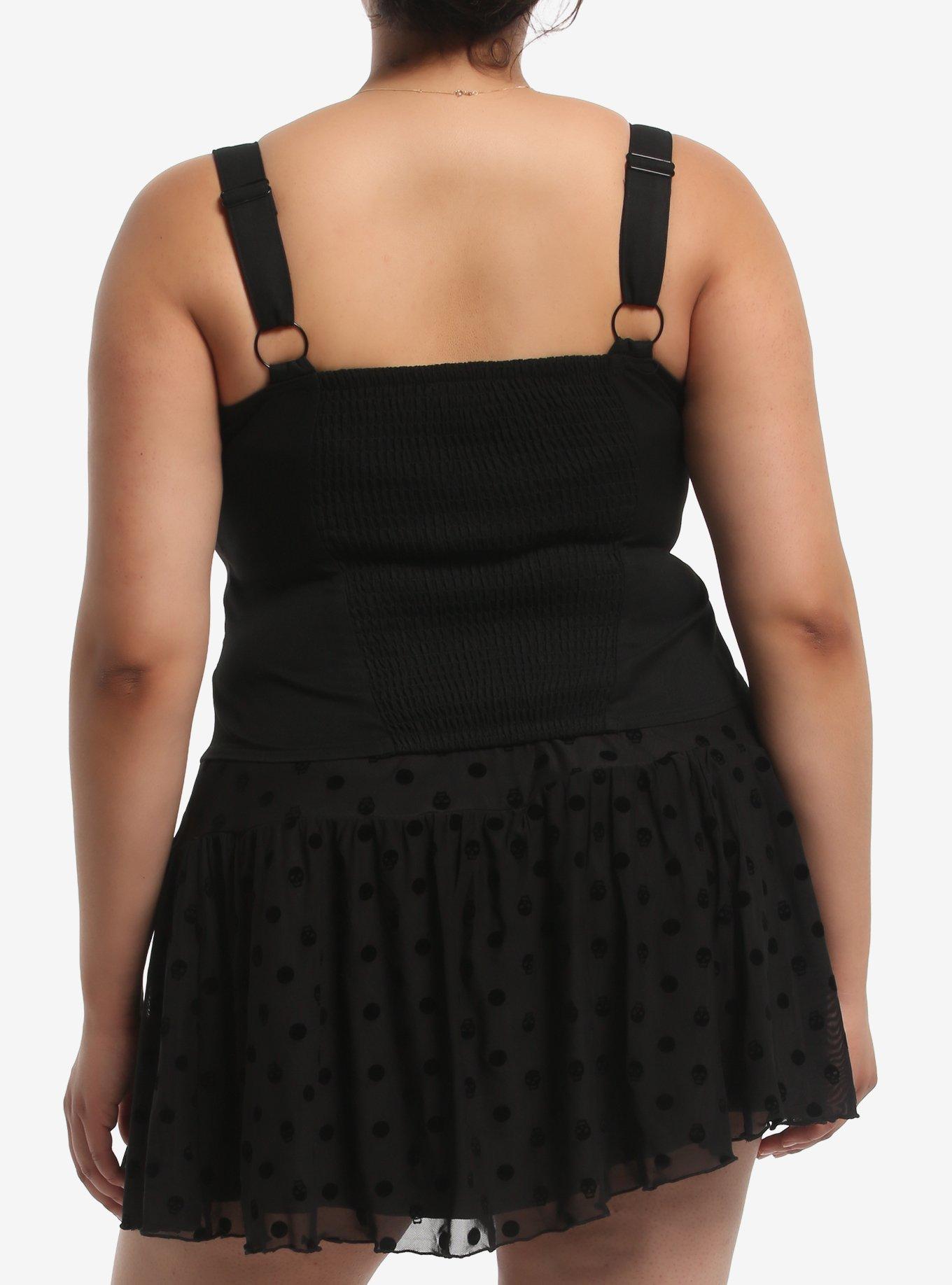 Black Skull Polka Dot Lace-Up Girls Corset Top Plus Size, MULTI, alternate - view 3