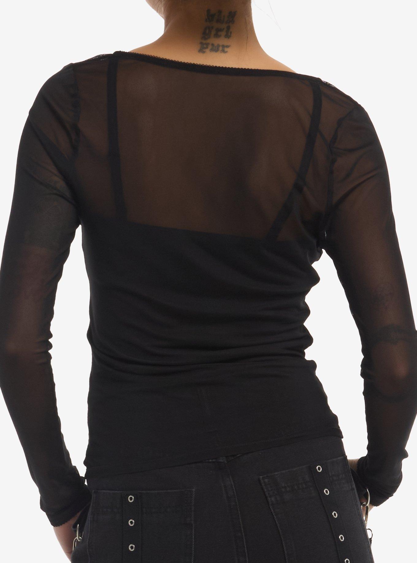 Social Collision Cami & Long-Sleeve Mesh Girls Twofer Top, MULTI, alternate - view 3