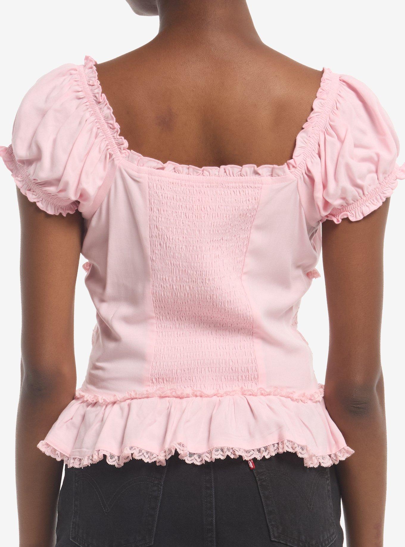 Sweet Society Pink Peplum Corset Girls Top, MULTI, alternate - view 2