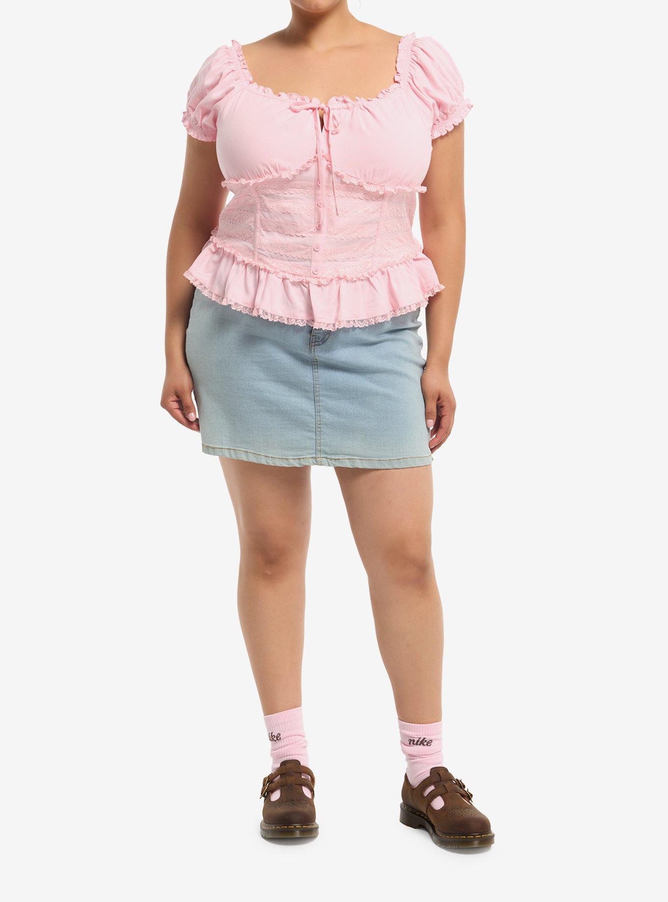 Sweet Society Pink Peplum Corset Girls Top Plus Size, MULTI, alternate - view 2