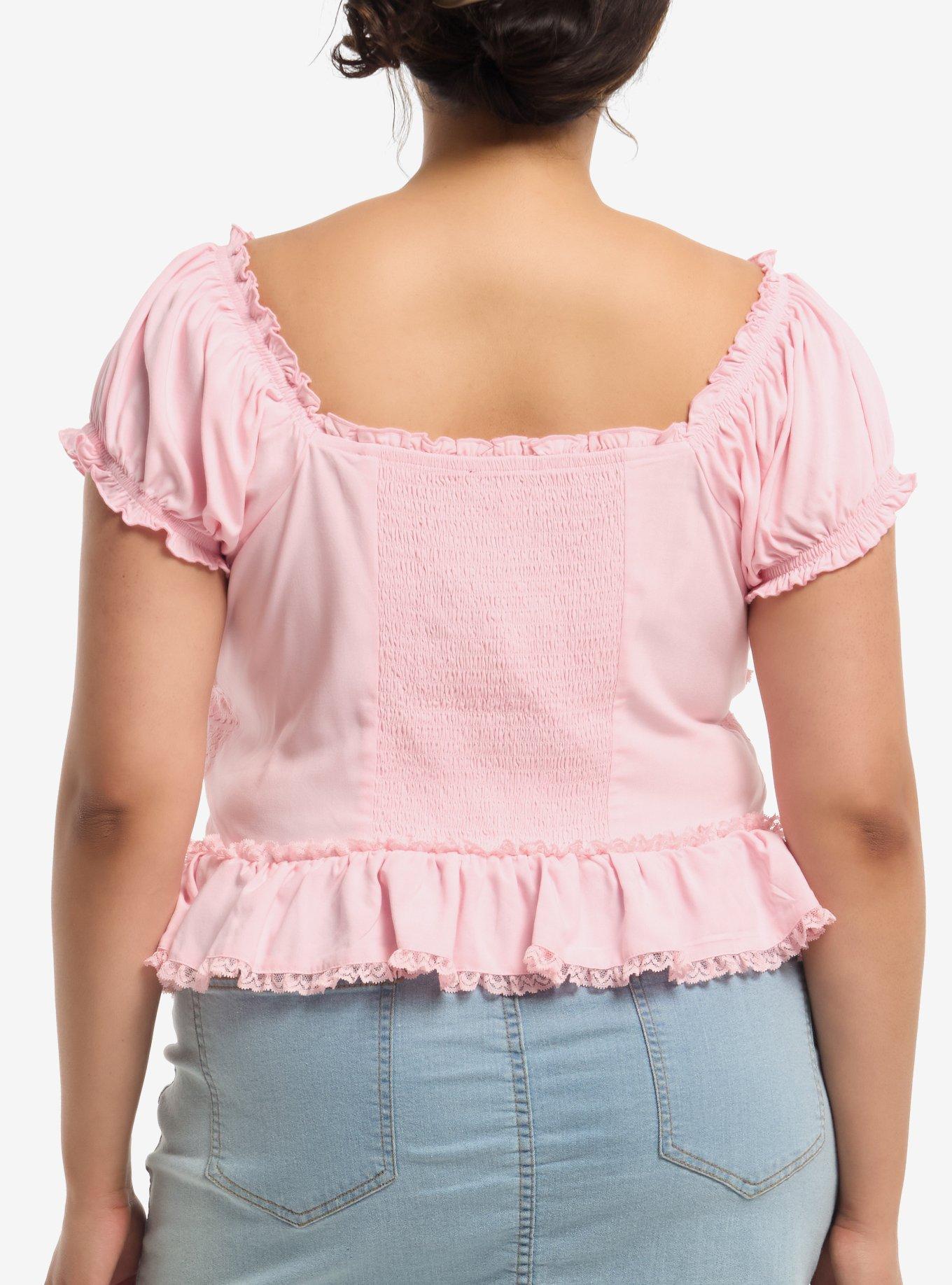 Sweet Society Pink Peplum Corset Girls Top Plus Size, MULTI, alternate - view 3