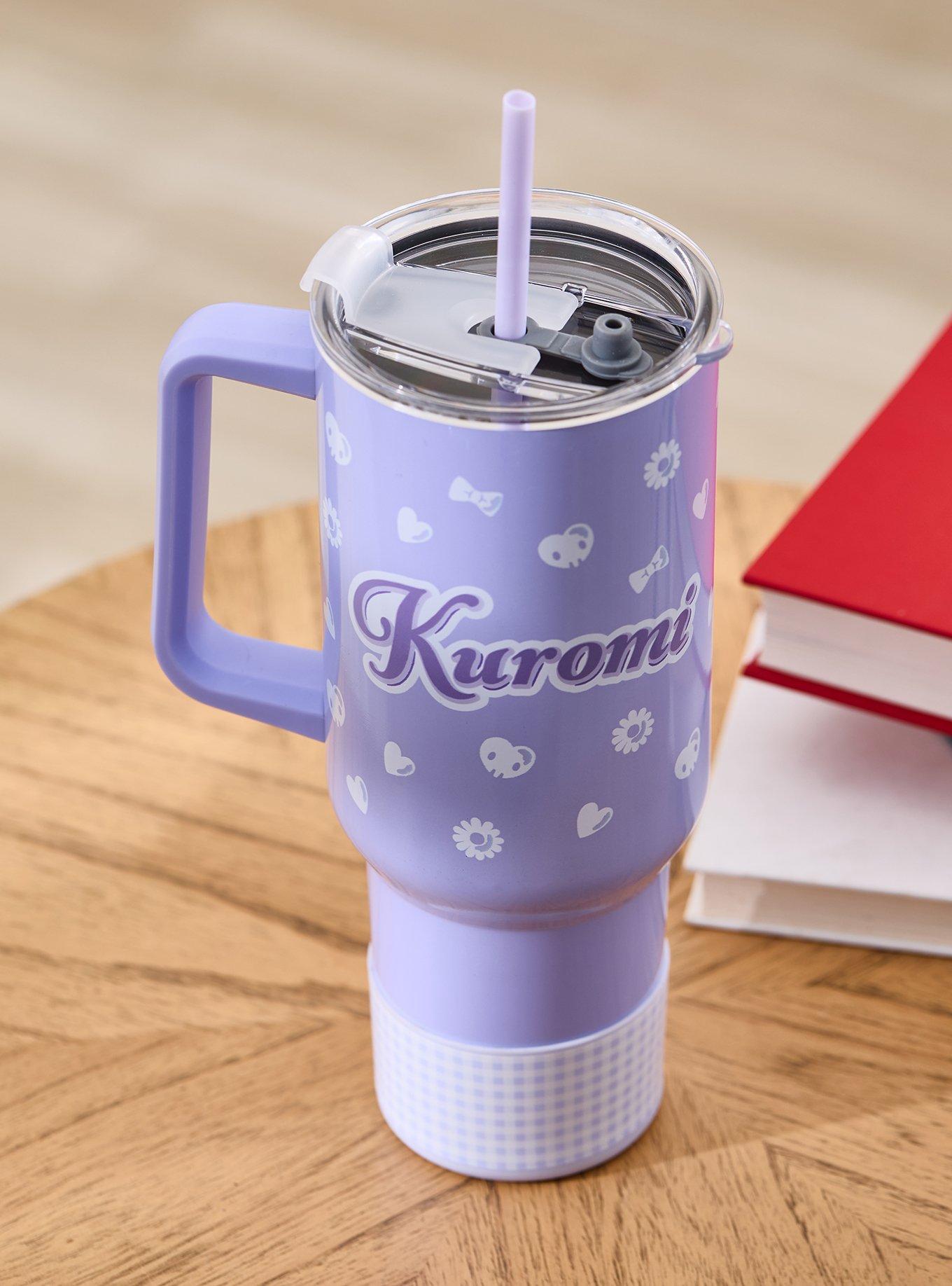 Sanrio Kuromi Purple Gingham Straw Tumbler with Handle - BoxLunch Exclusive, , alternate - view 3