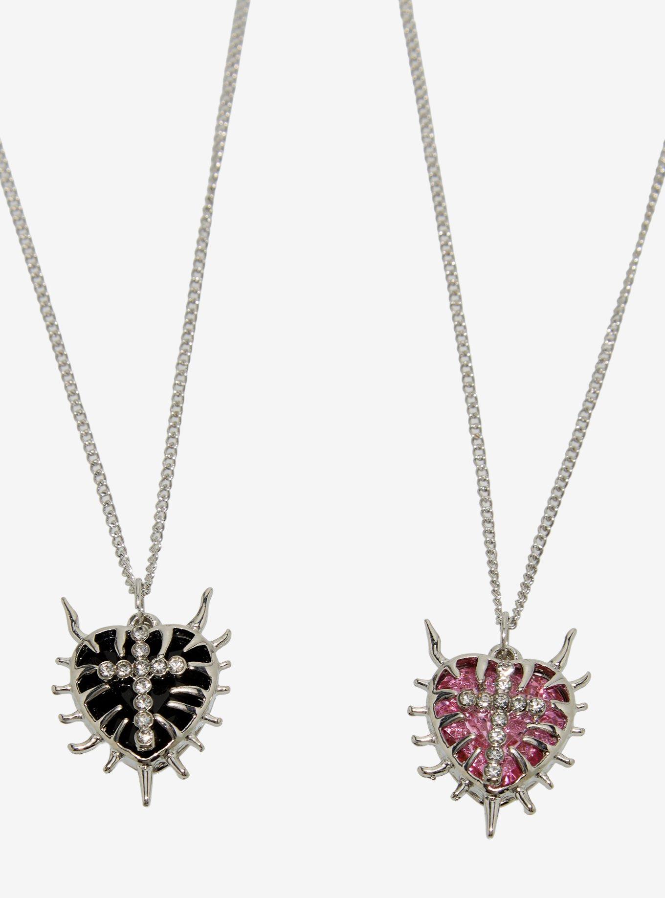 Social Collision Spiky Cross Heart Best Friend Necklace Set, , alternate - view 3