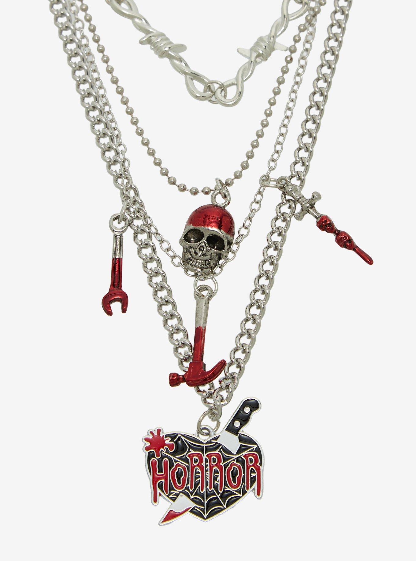 Skull Weapon Horror Heart Necklace Set, , alternate - view 3