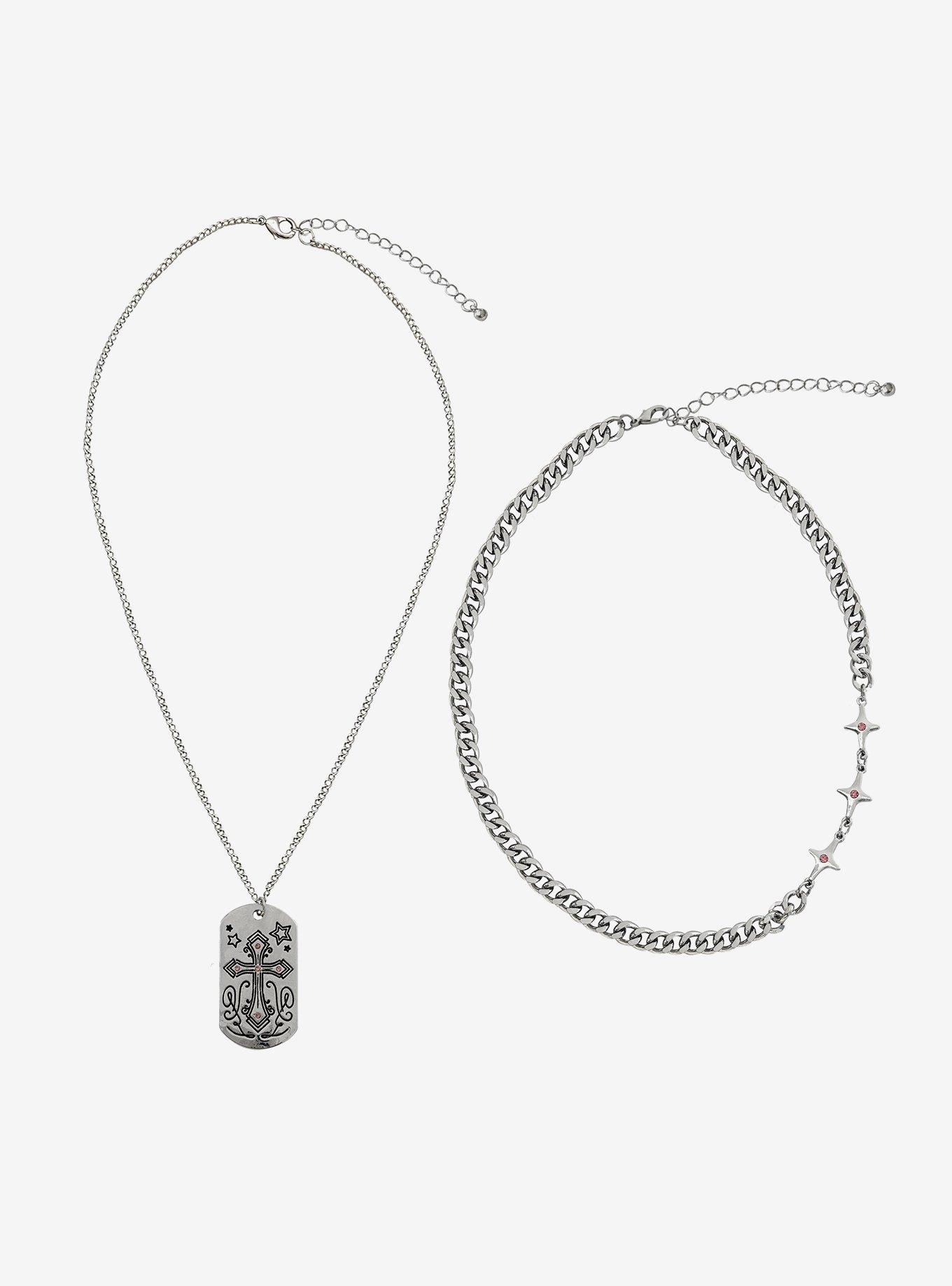 Social Collision Dog Tag Chain Necklace Set, , hi-res