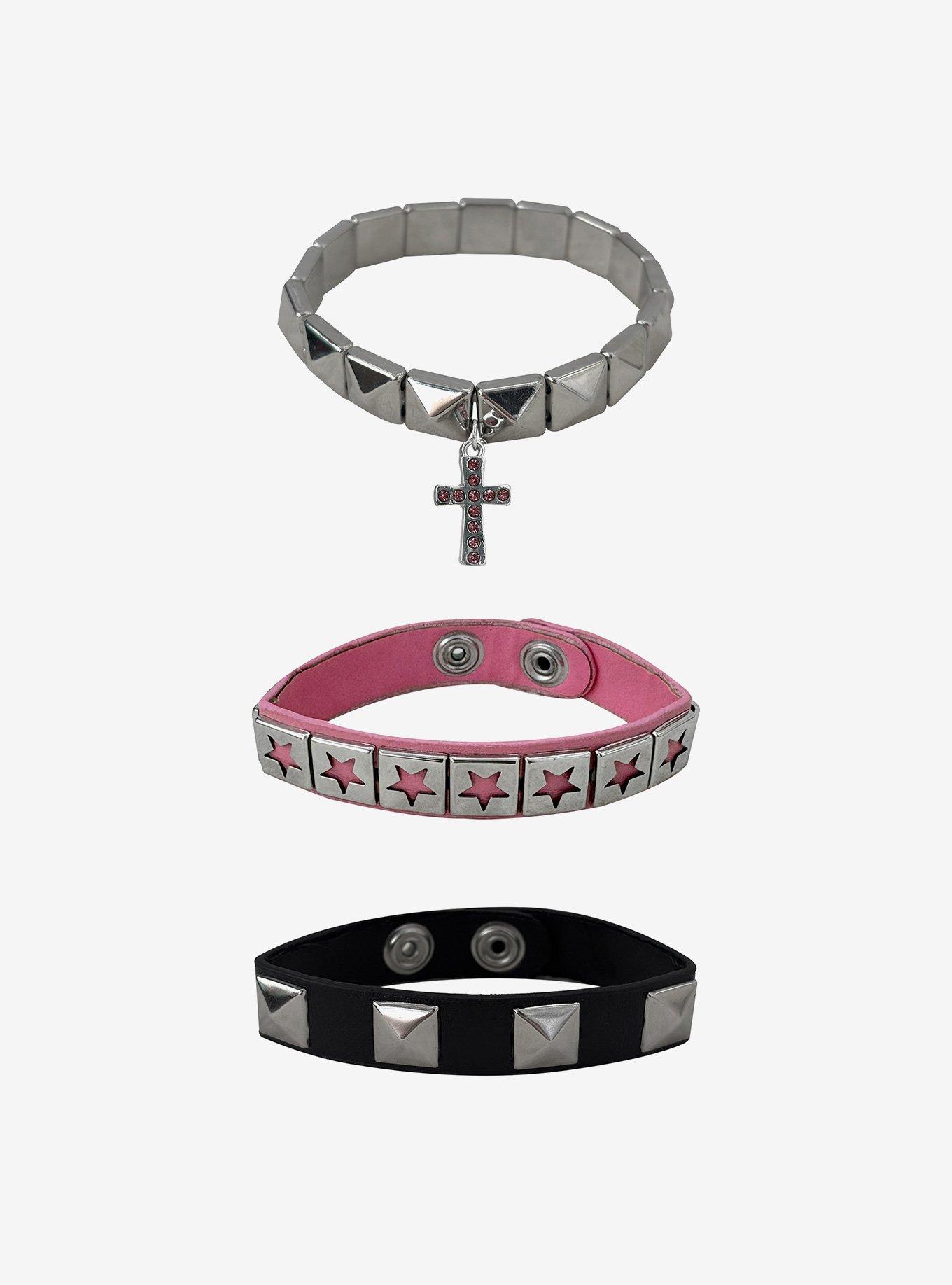Social Collision Pyramid Stud Star Bracelet Set, , hi-res