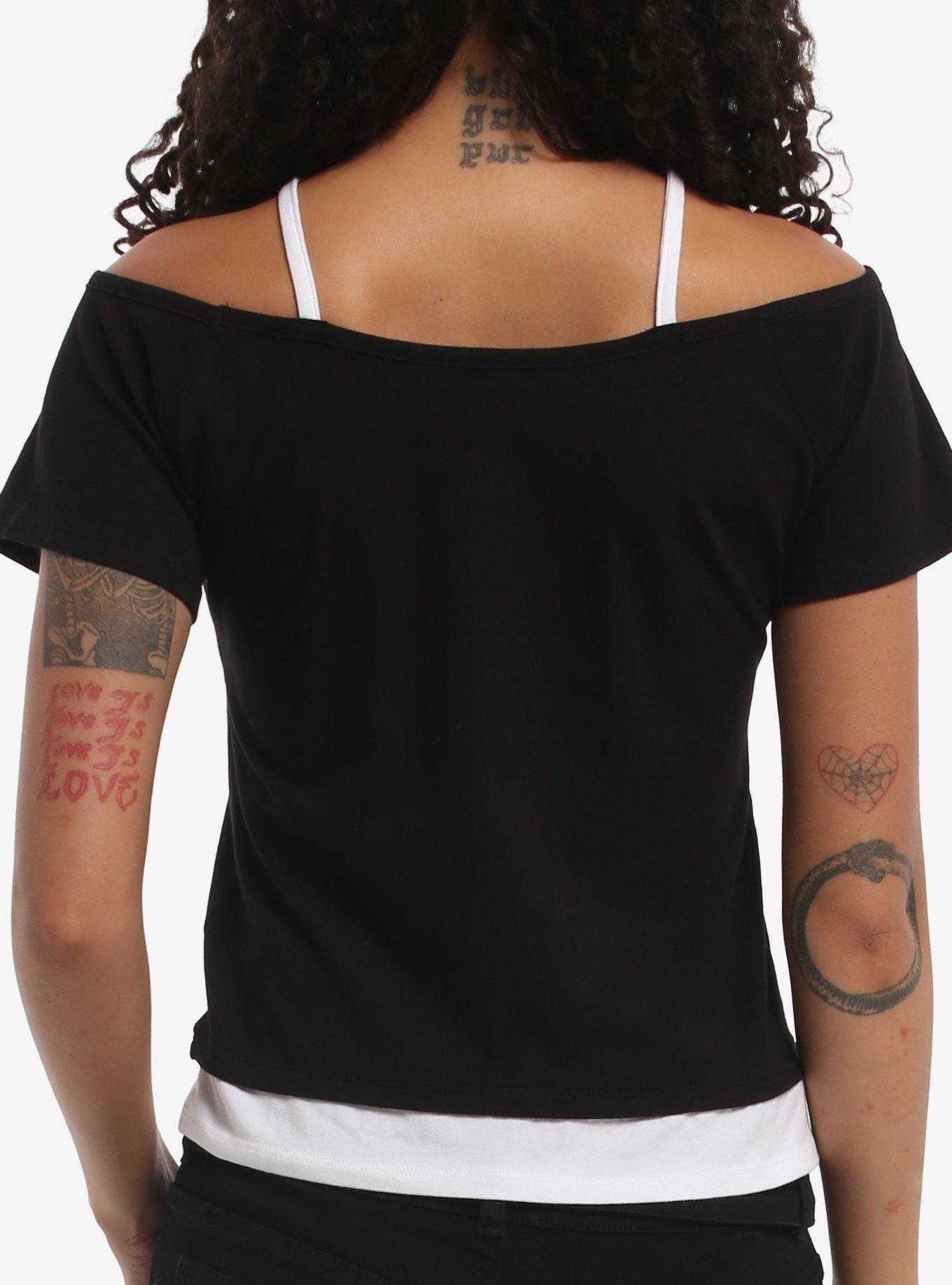 Skull Moth Girls Cold Shoulder Top, , alternate - view 3