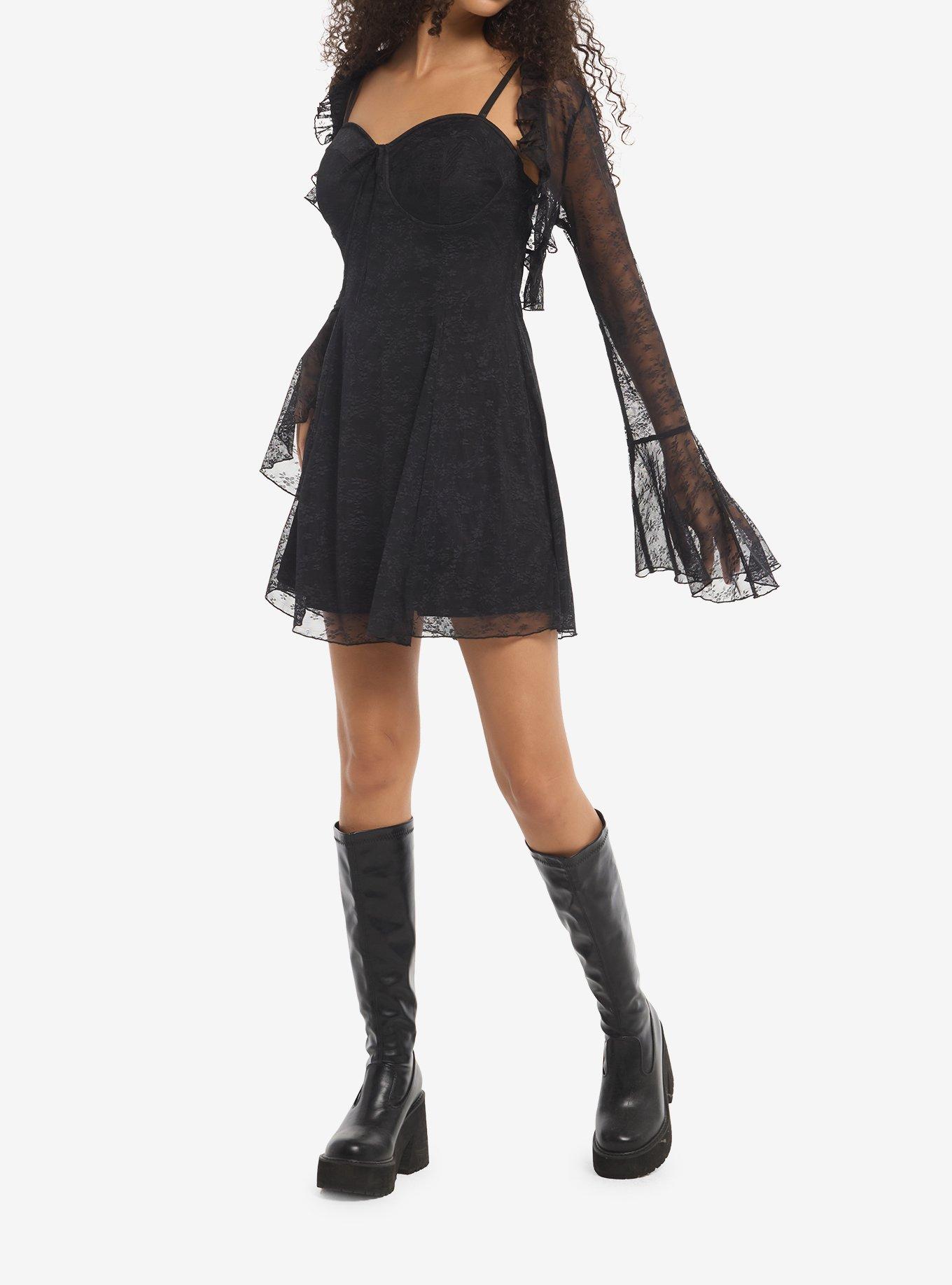 Cosmic Aura Black Lace Cami Dress With Shrug, MULTI, alternate - view 2