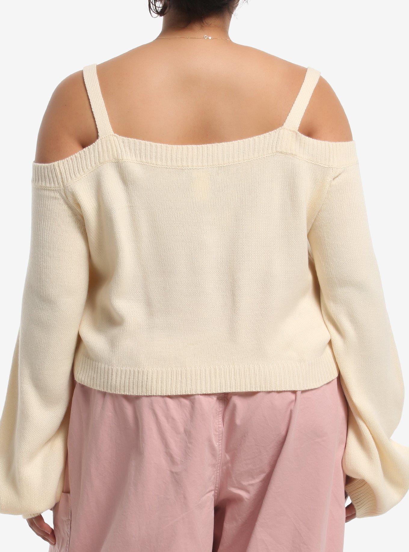 Sweet Society Ribbon Girls Cold-Shoulder Crop Sweater Plus Size, MULTI, alternate - view 3