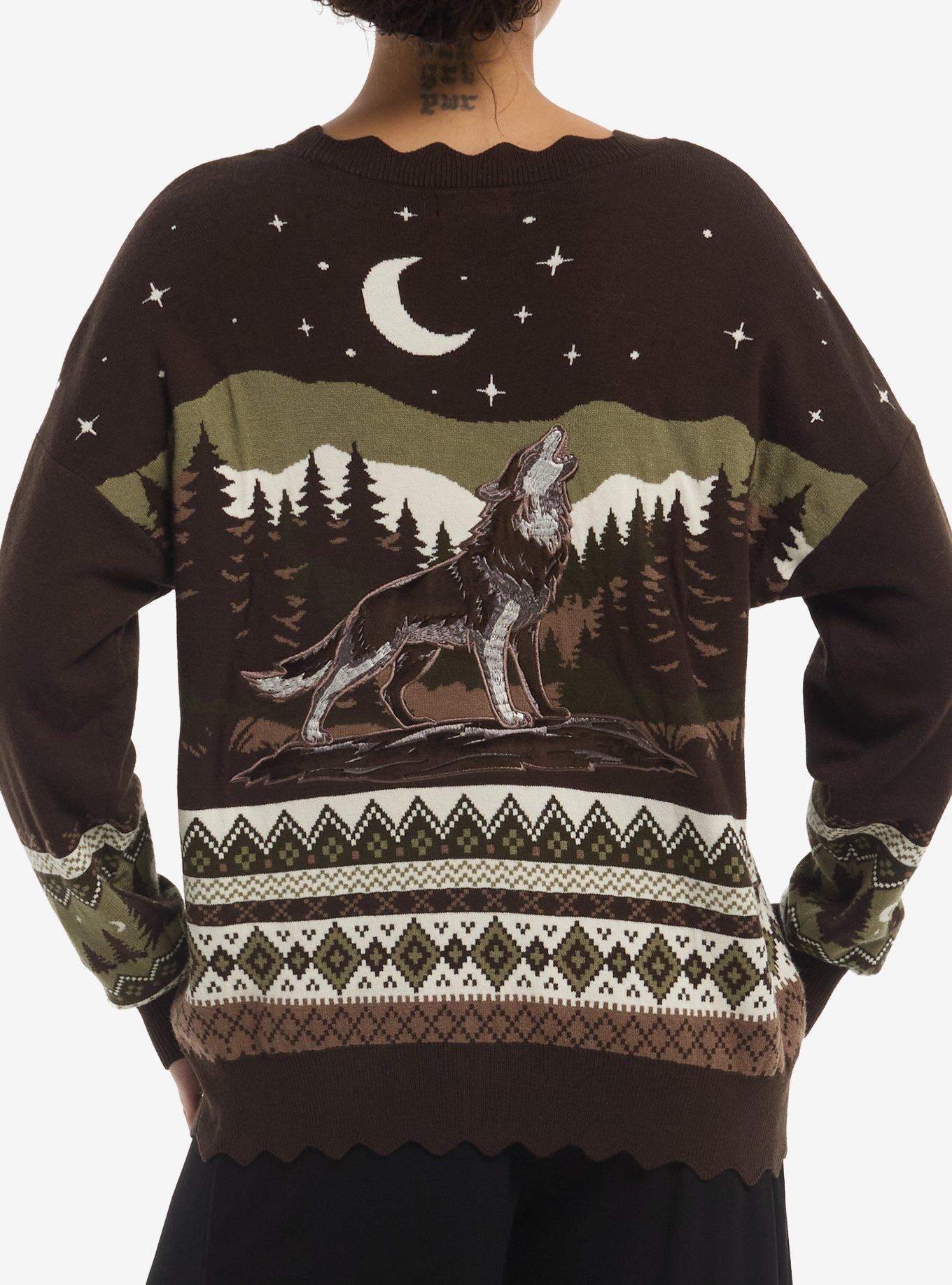 Thorn & Fable Wolf Fair Isle Girls Cardigan, MULTI, alternate - view 2