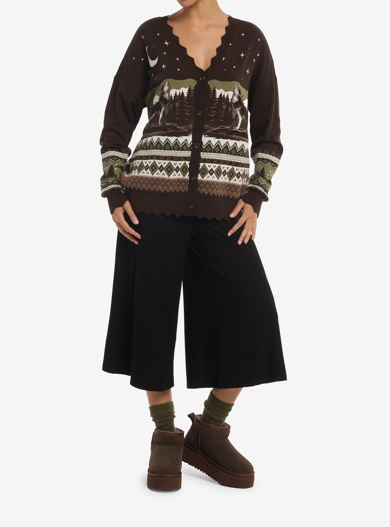 Thorn & Fable Wolf Fair Isle Girls Cardigan, MULTI, alternate - view 3