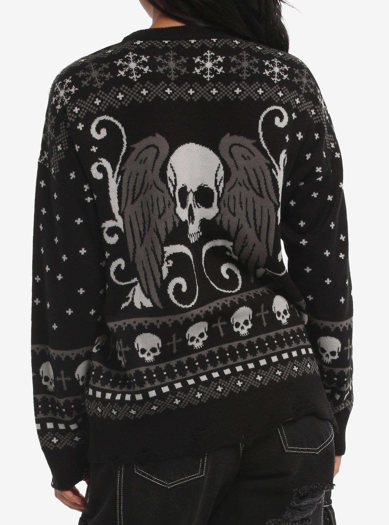 Social Collision Winged Skull Fair Isle Girls Sweater, MULTI, alternate - view 3