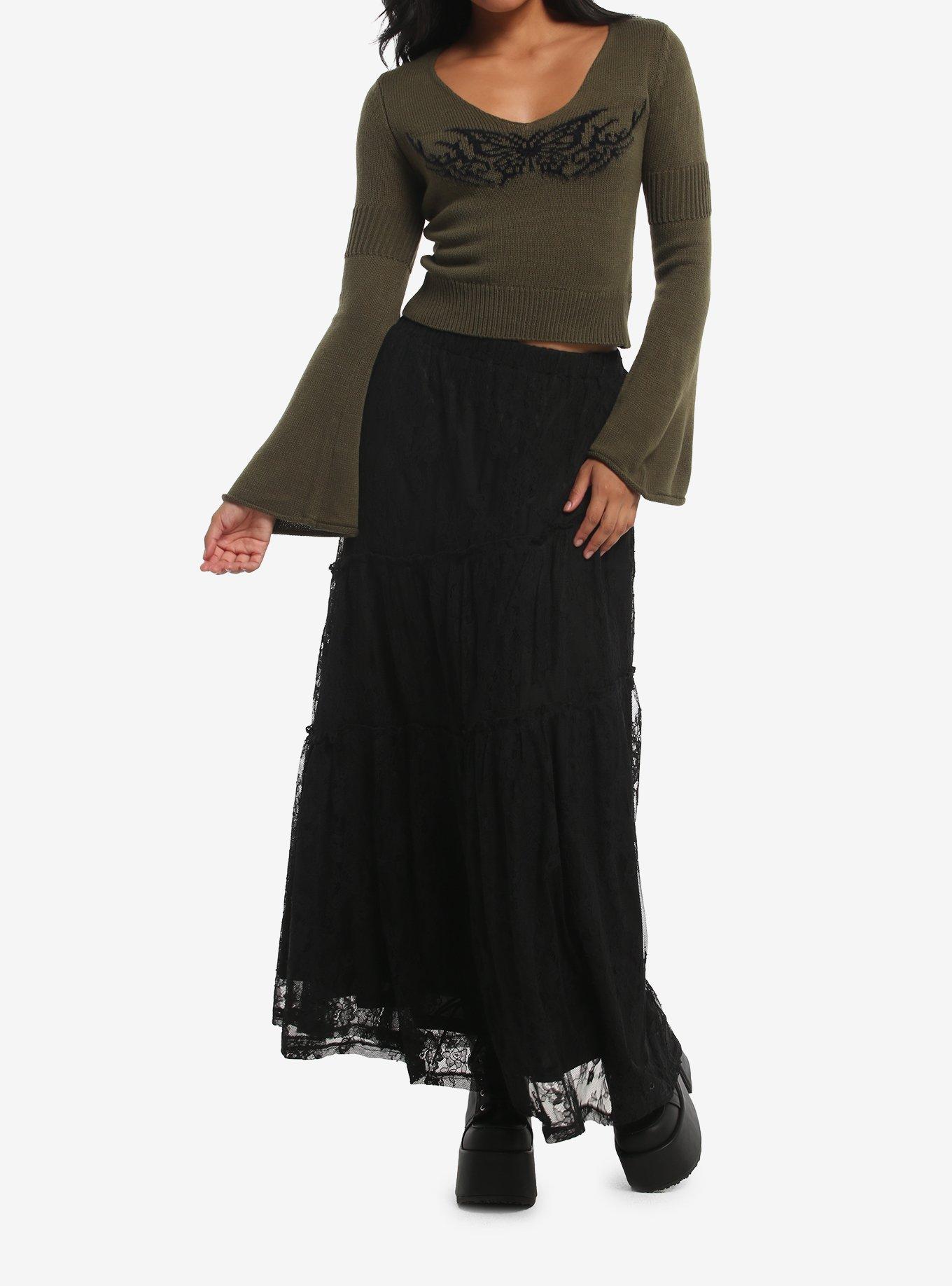 Thorn & Fable Butterfly Girls Bell Sleeve Sweater, MULTI, alternate - view 2