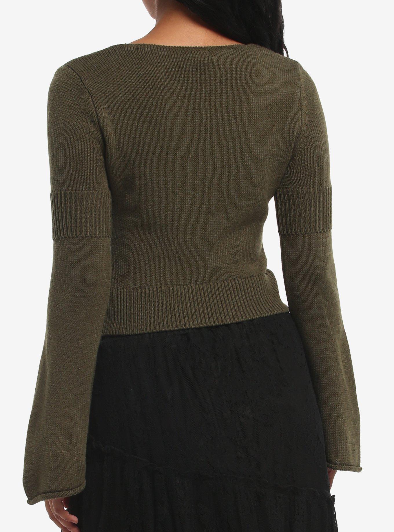 Thorn & Fable Butterfly Girls Bell Sleeve Sweater, MULTI, alternate - view 3