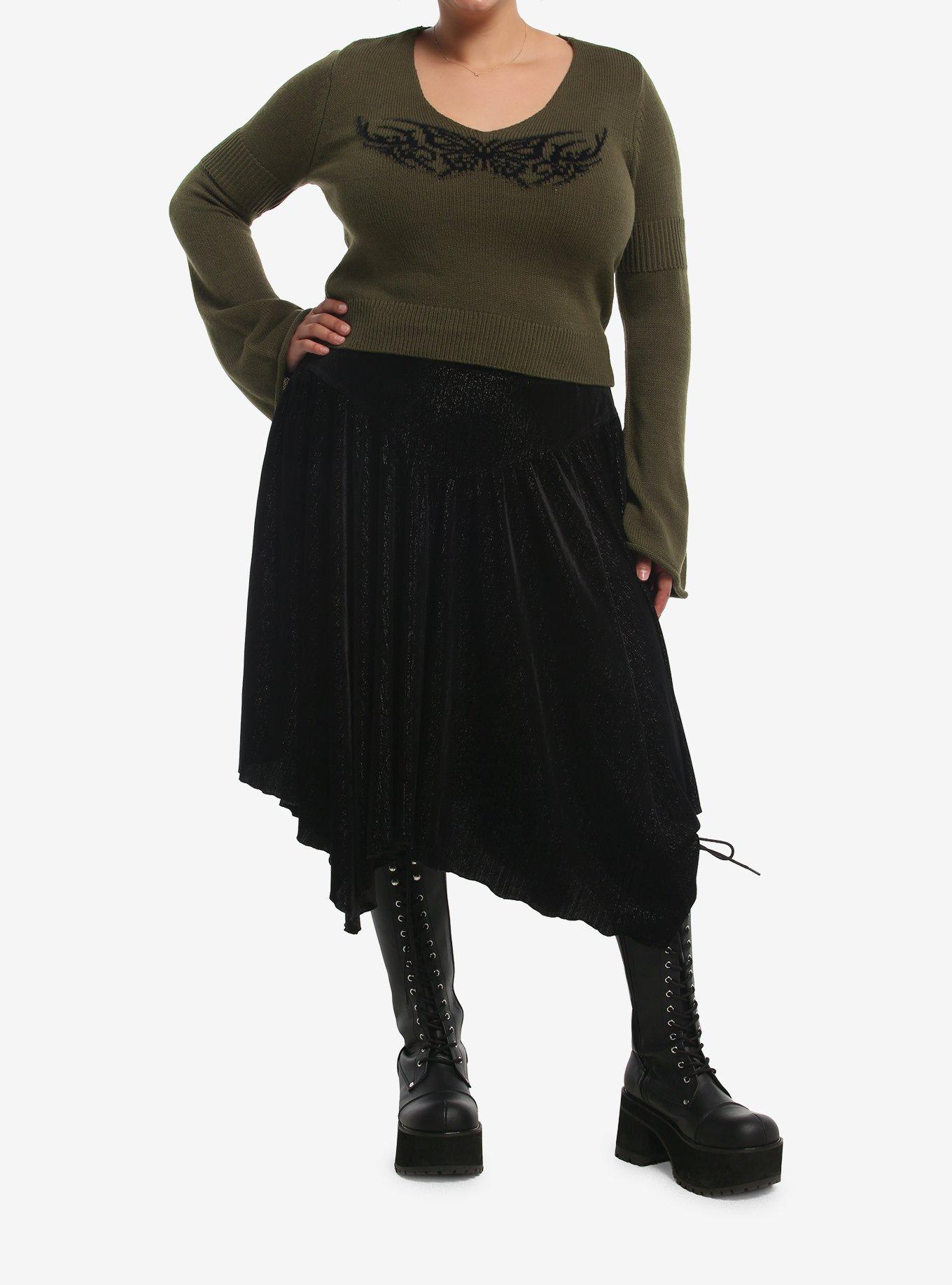 Thorn & Fable Butterfly Girls Bell Sleeve Sweater Plus Size, MULTI, alternate - view 2