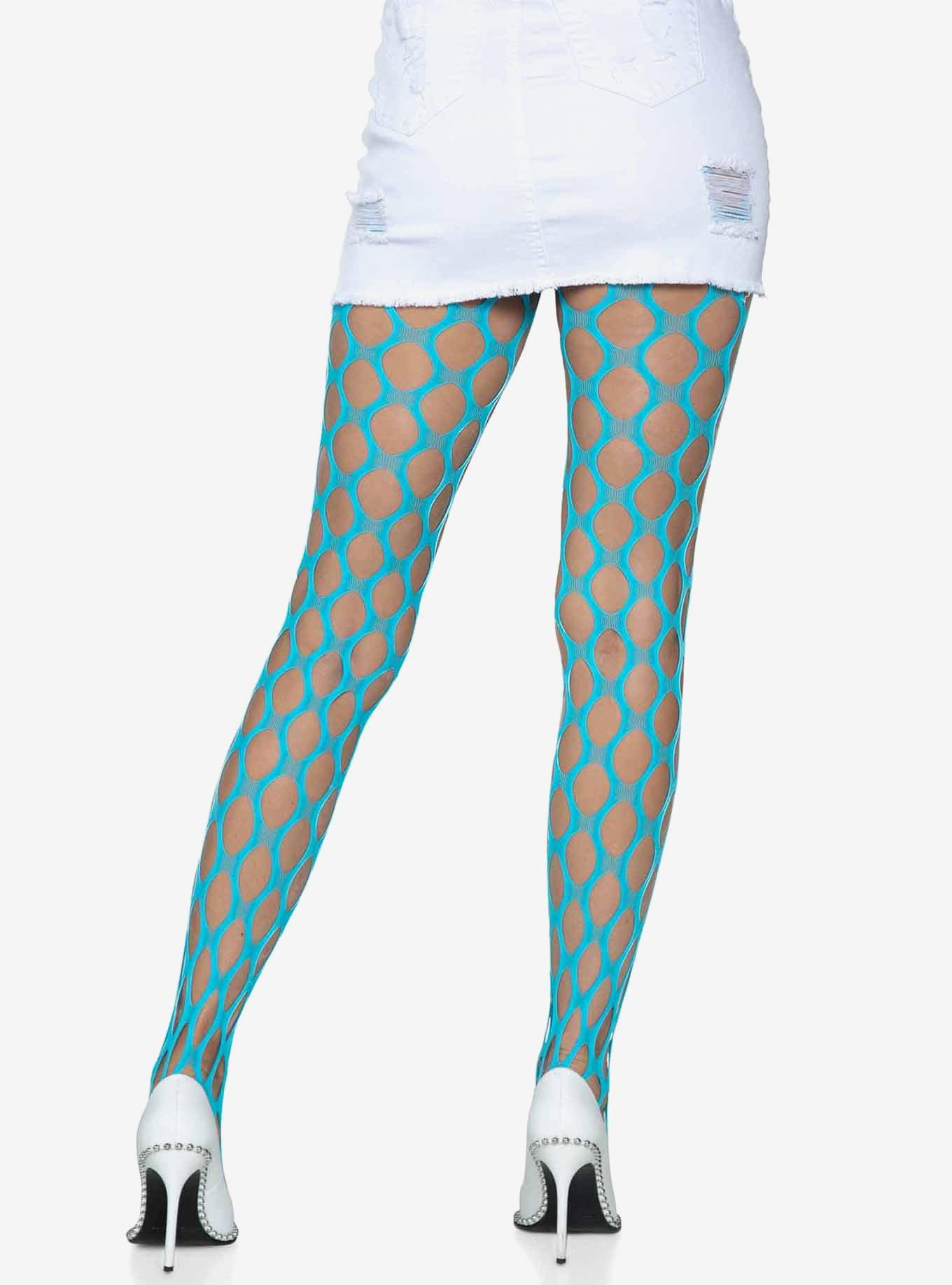Jumbo Pothole Net Tights Blue, , hi-res