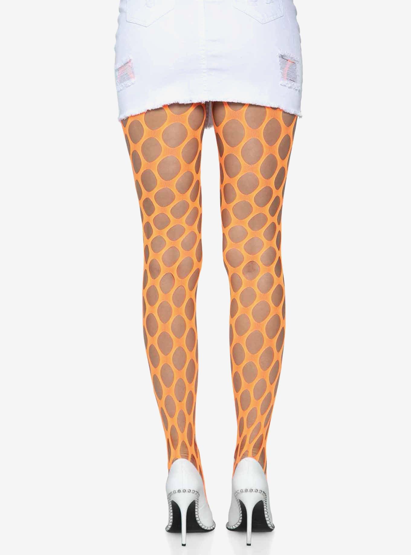 Jumbo Pothole Net Tights Orange, , hi-res