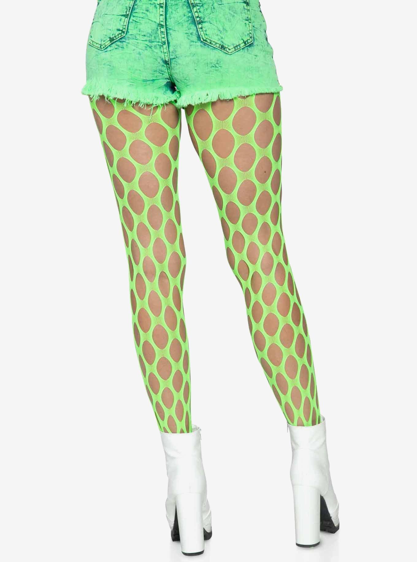 Jumbo Pothole Net Tights Green, , hi-res