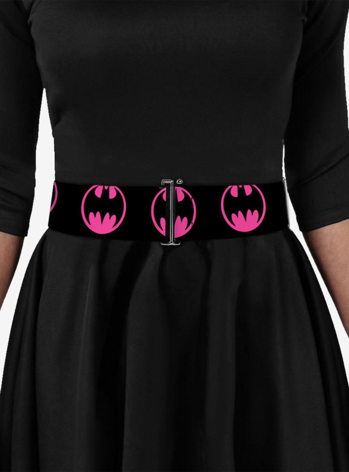 DC Comics Bat Signal Black Fuchsia Cinch Belt, PINK, alternate