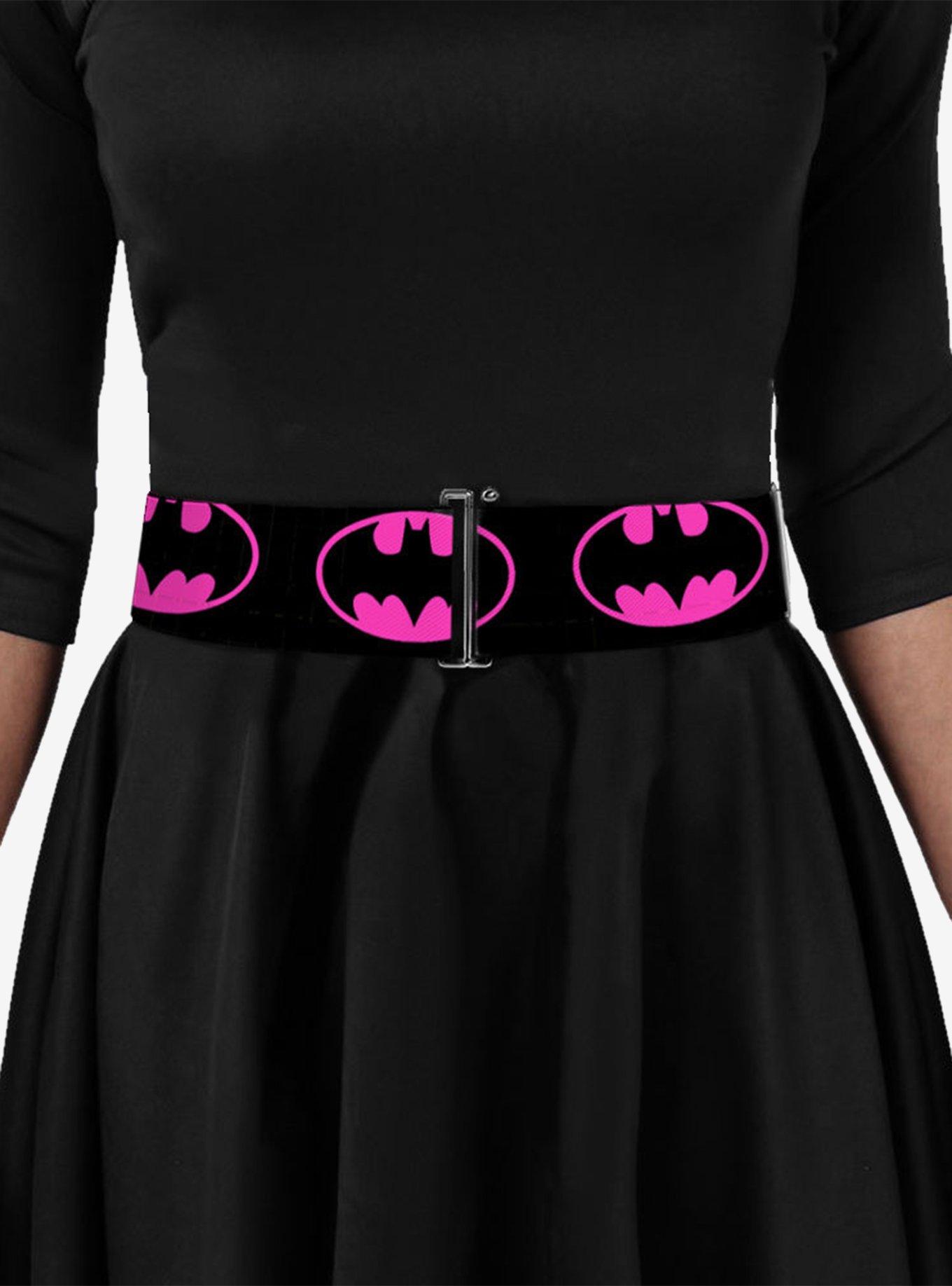 DC Comics Batman Shield Black Fuchsia Cinch Belt, PINK, alternate