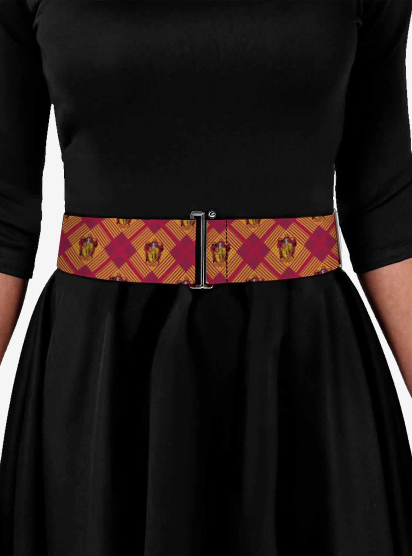 Harry Potter Gryffindor Crest Plaid Reds Gold Cinch Belt, MULTI, alternate
