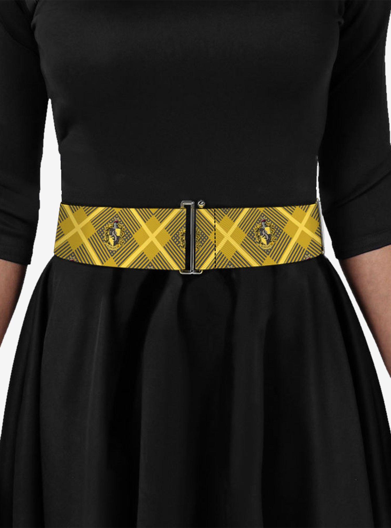 Harry Potter Hufflepuff Crest Plaid Cinch Belt, BRIGHT YELLOW, alternate