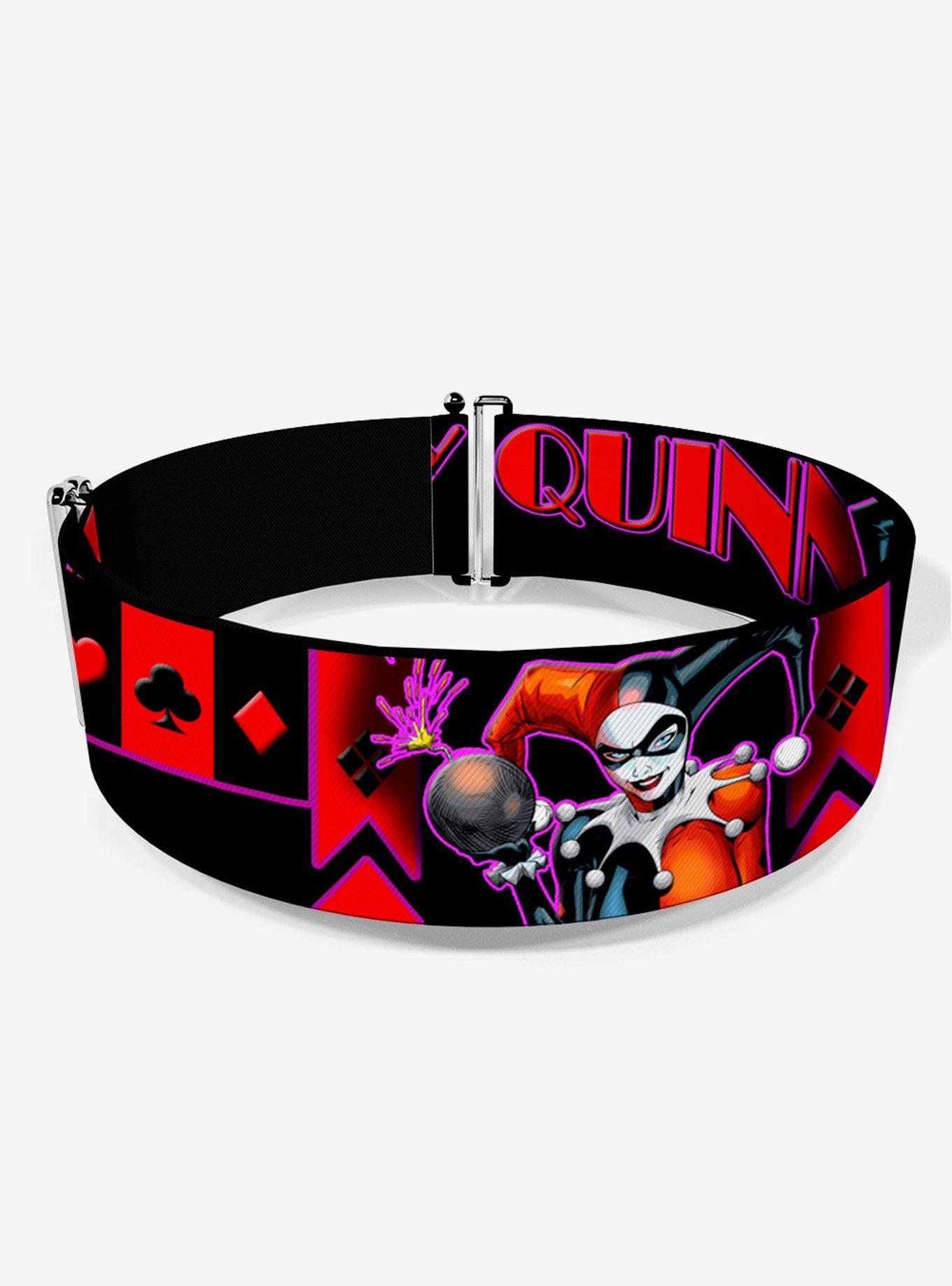 DC Comics Harley Quinn Bomb Poses Suits Black Purple Red Cinch Belt, , hi-res