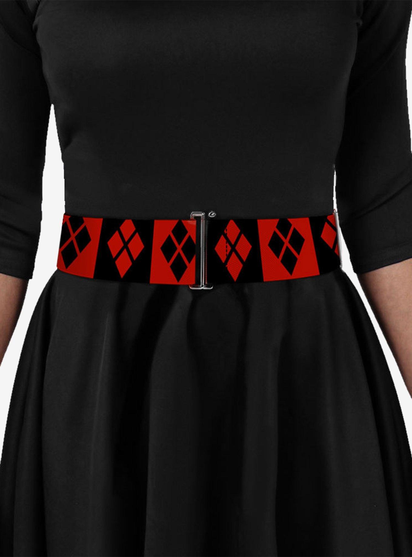 DC Comics Harley Quinn Diamond Blocks Cinch Belt, RED, alternate
